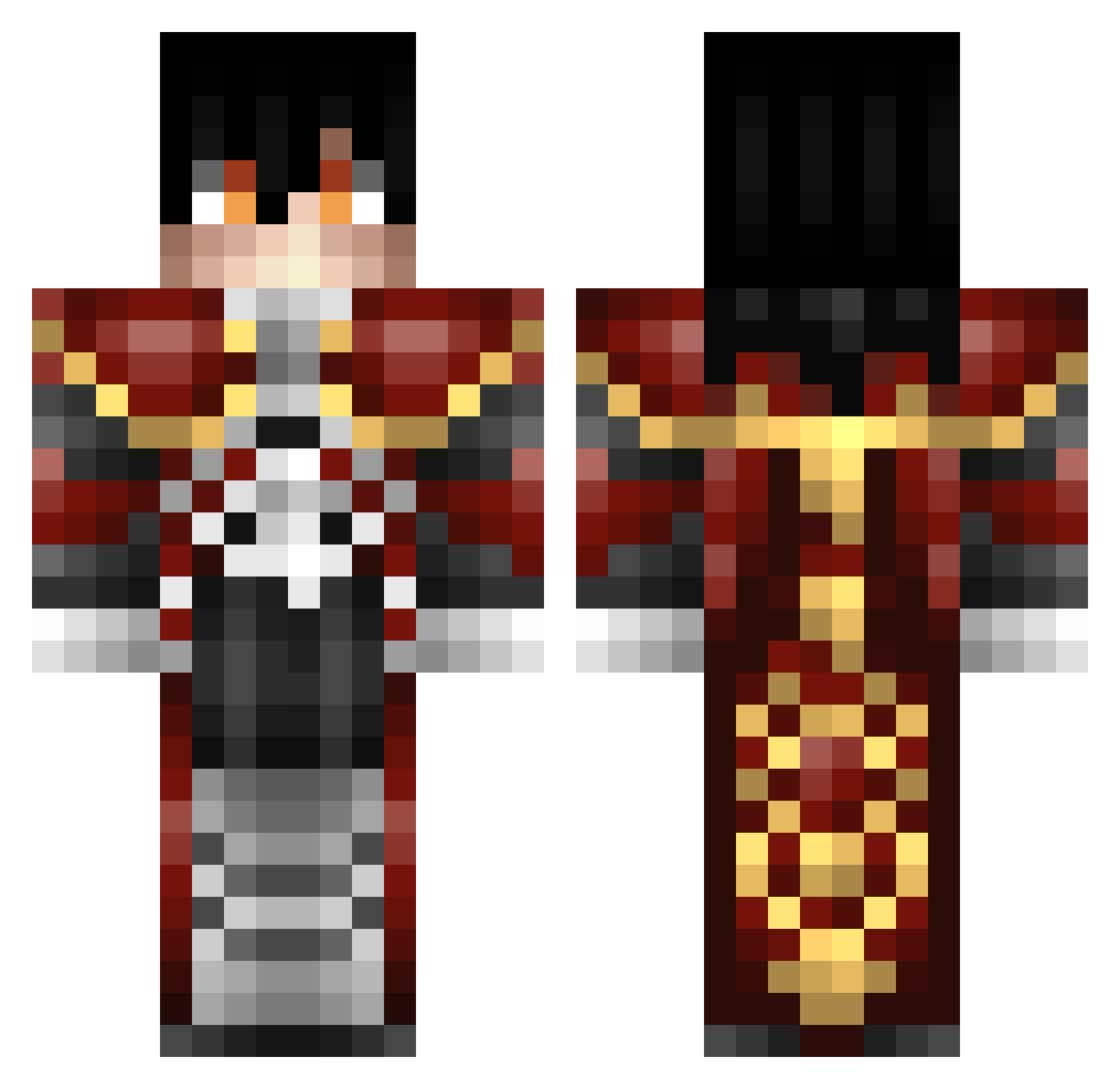 bbicup Minecraft skin, front and back view