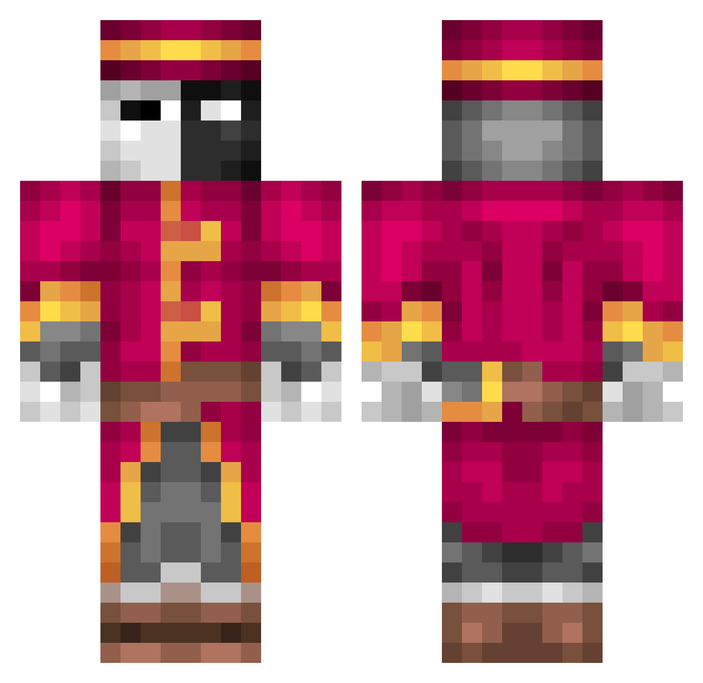 SpaceOxygen Minecraft skin, front and back view