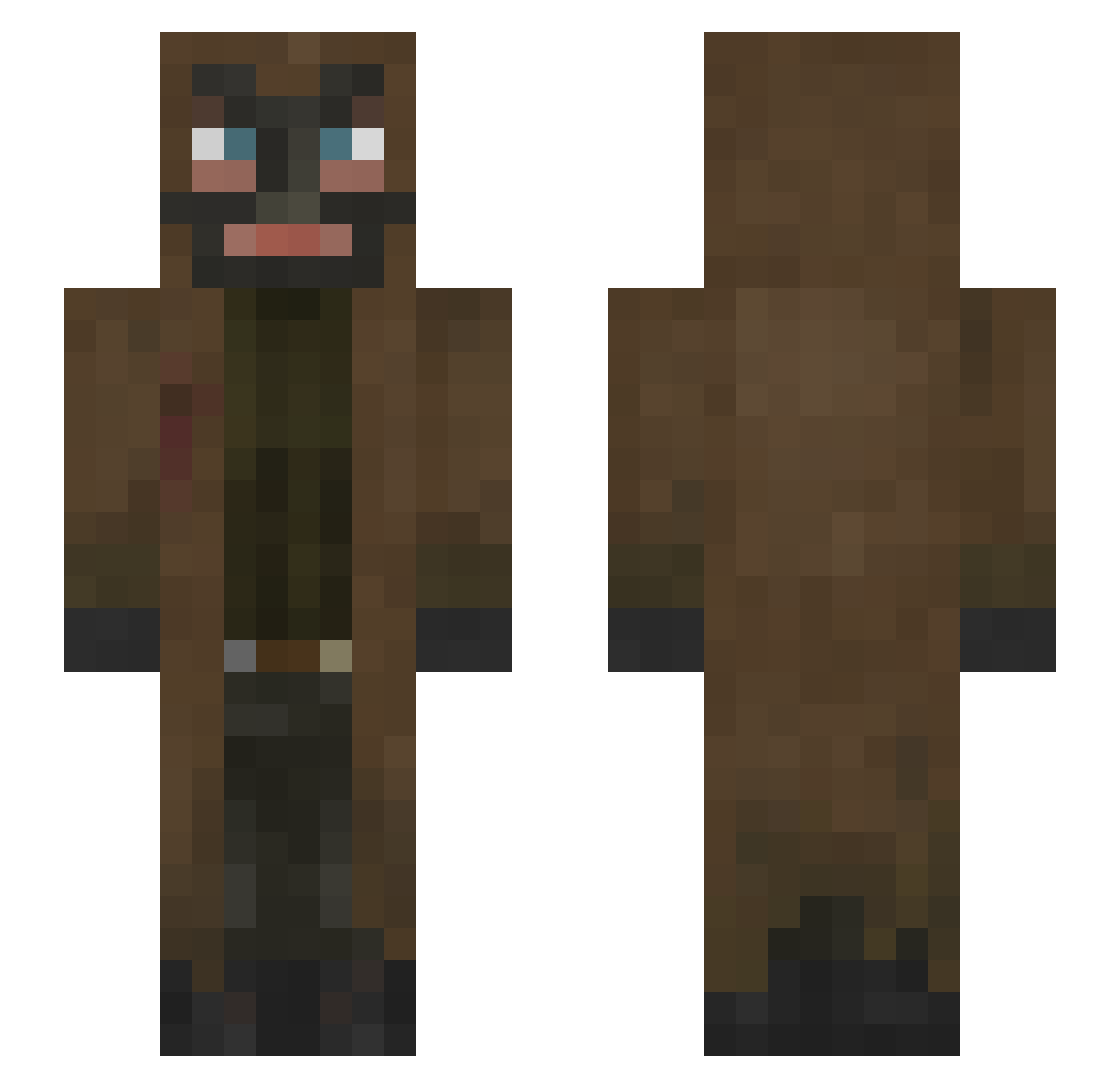CamcoH Minecraft skin, front and back view