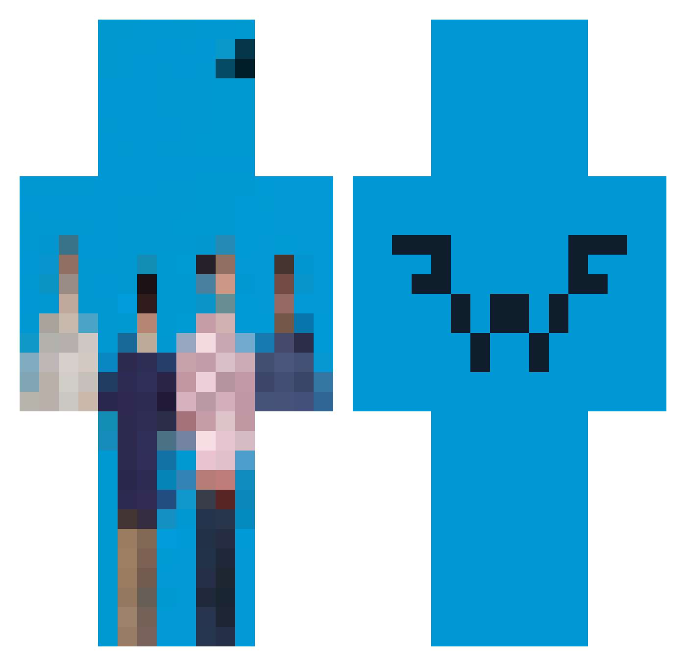 Maatti Minecraft skin, front and back view