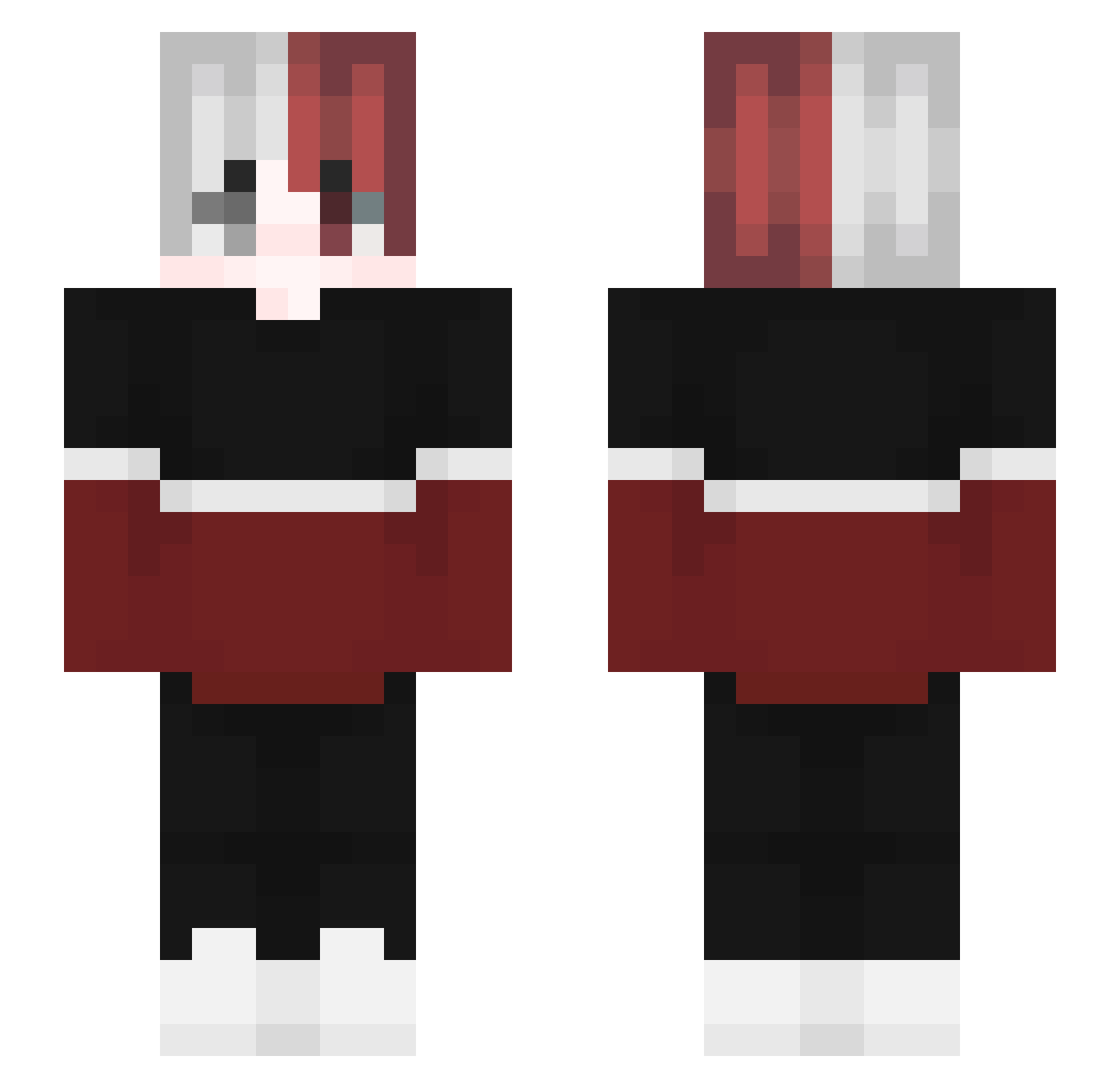 Nightfv Minecraft skin, front and back view