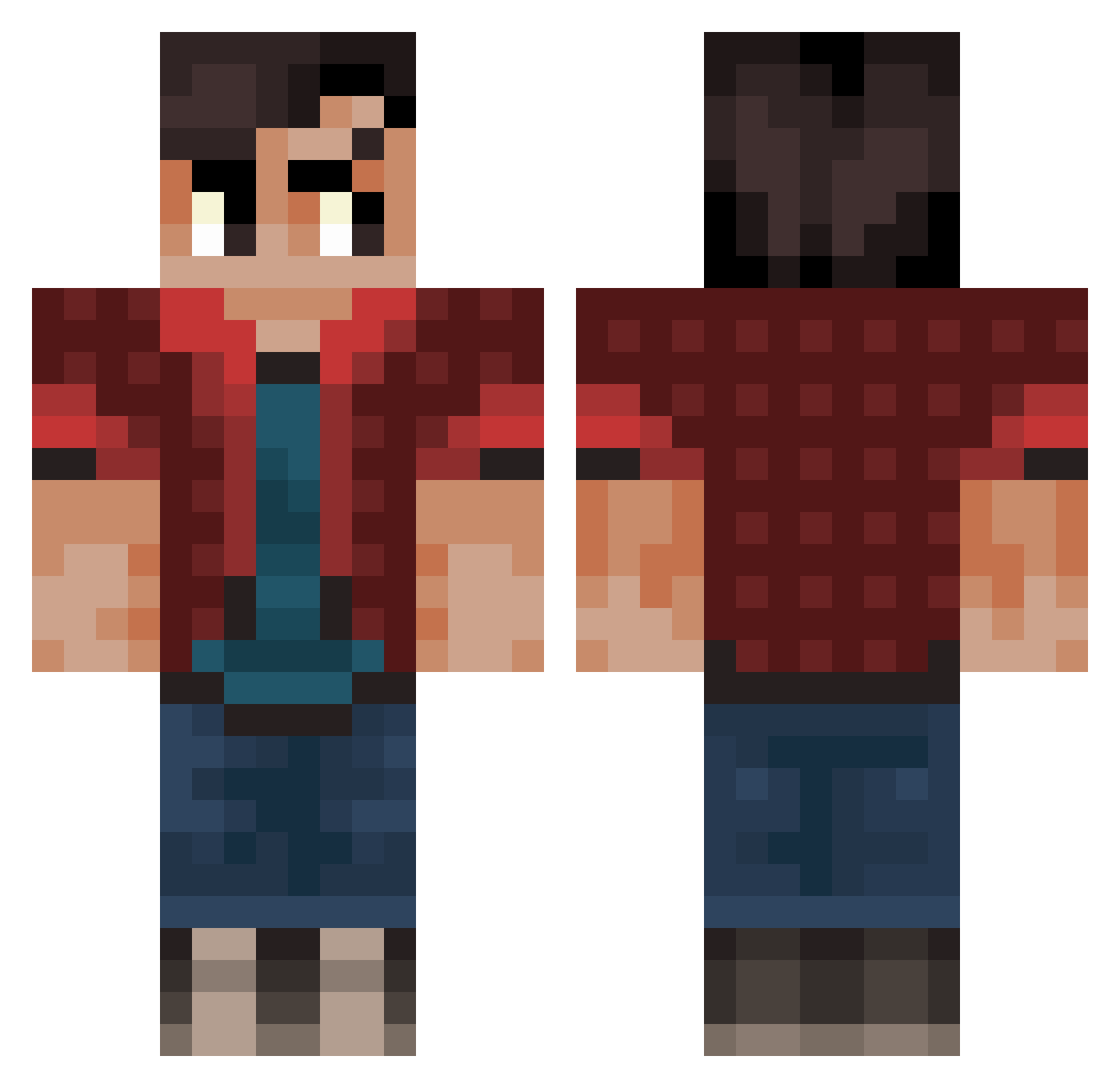 ReelSonder Minecraft skin, front and back view