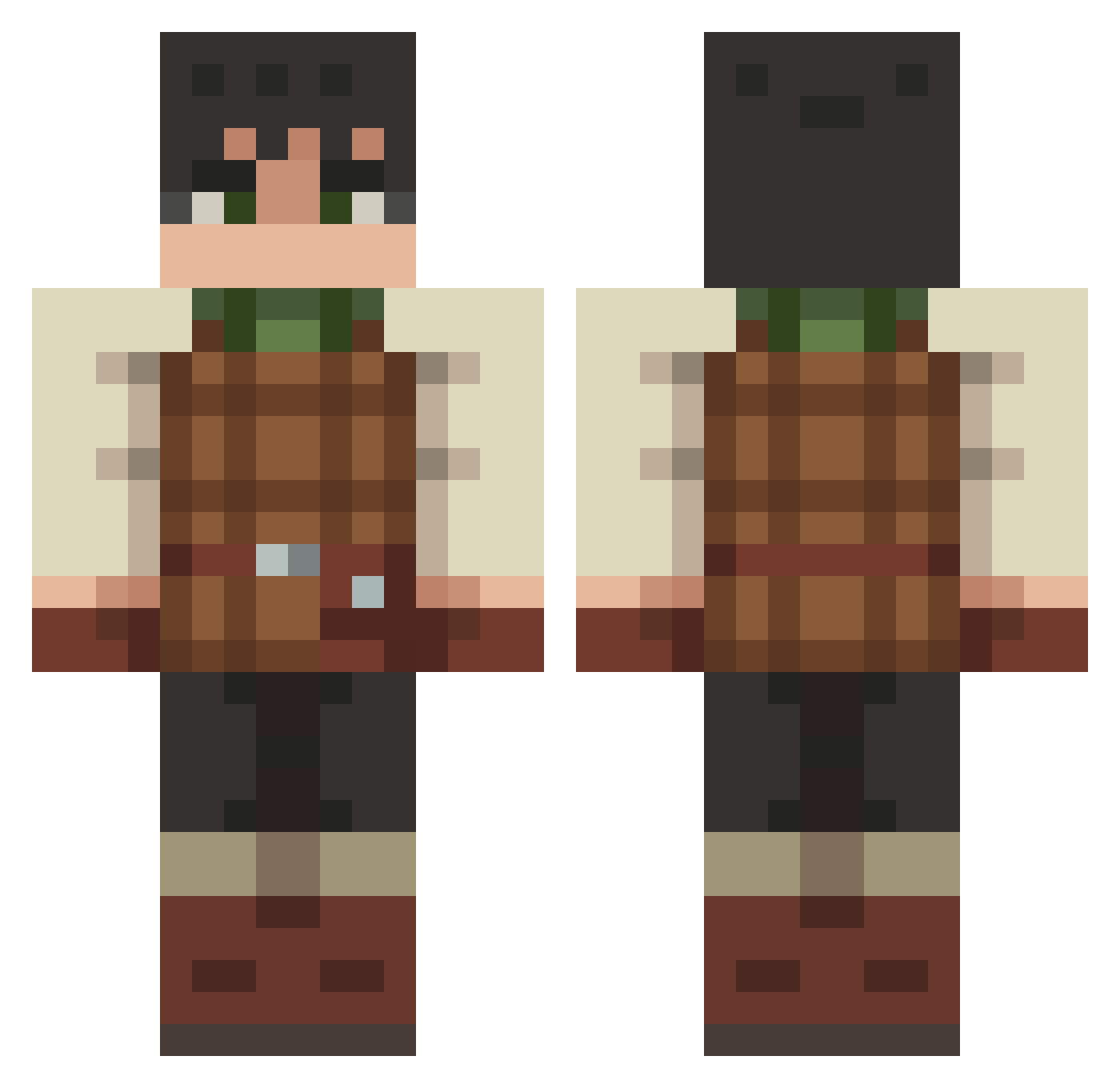 Levroc Minecraft skin, front and back view