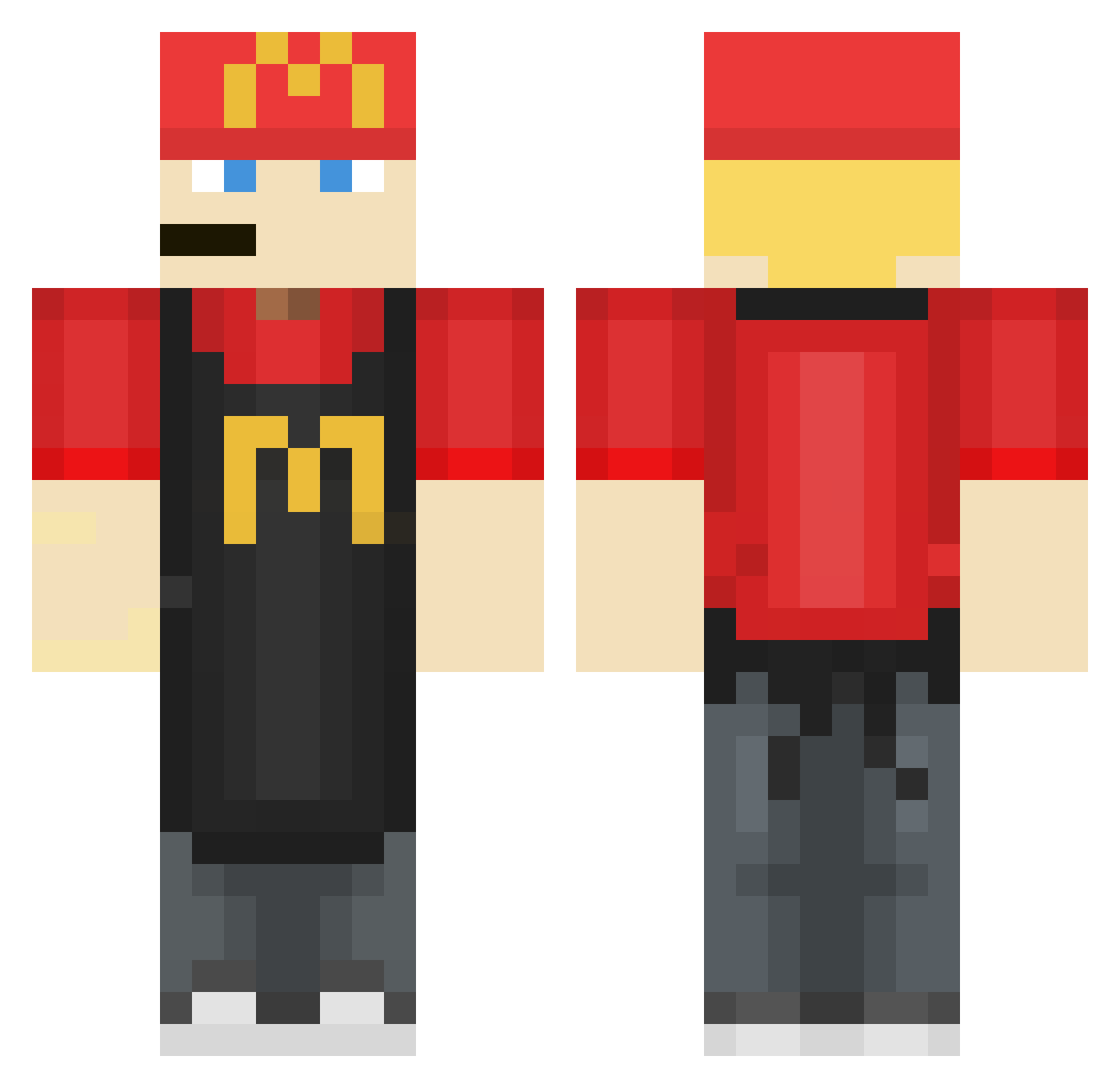 CuriousKermit Minecraft skin, front and back view
