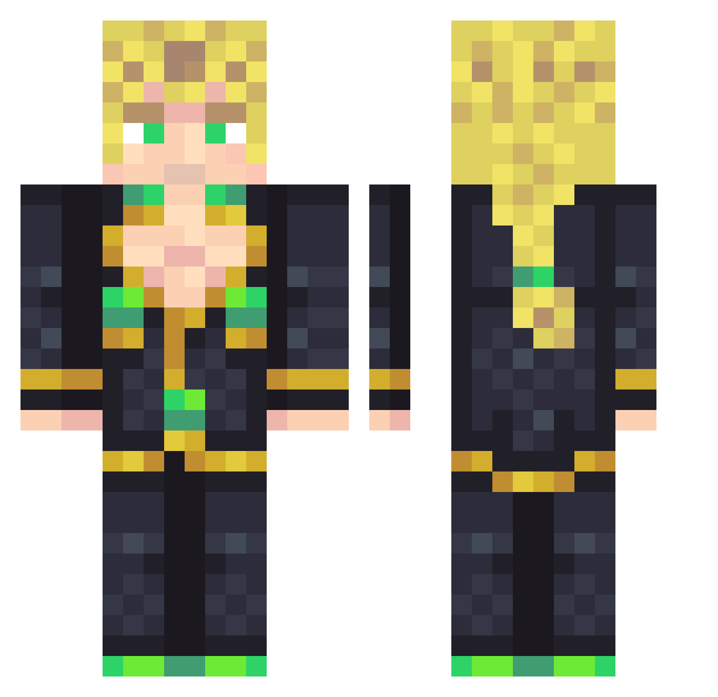 hachuan Minecraft skin, front and back view