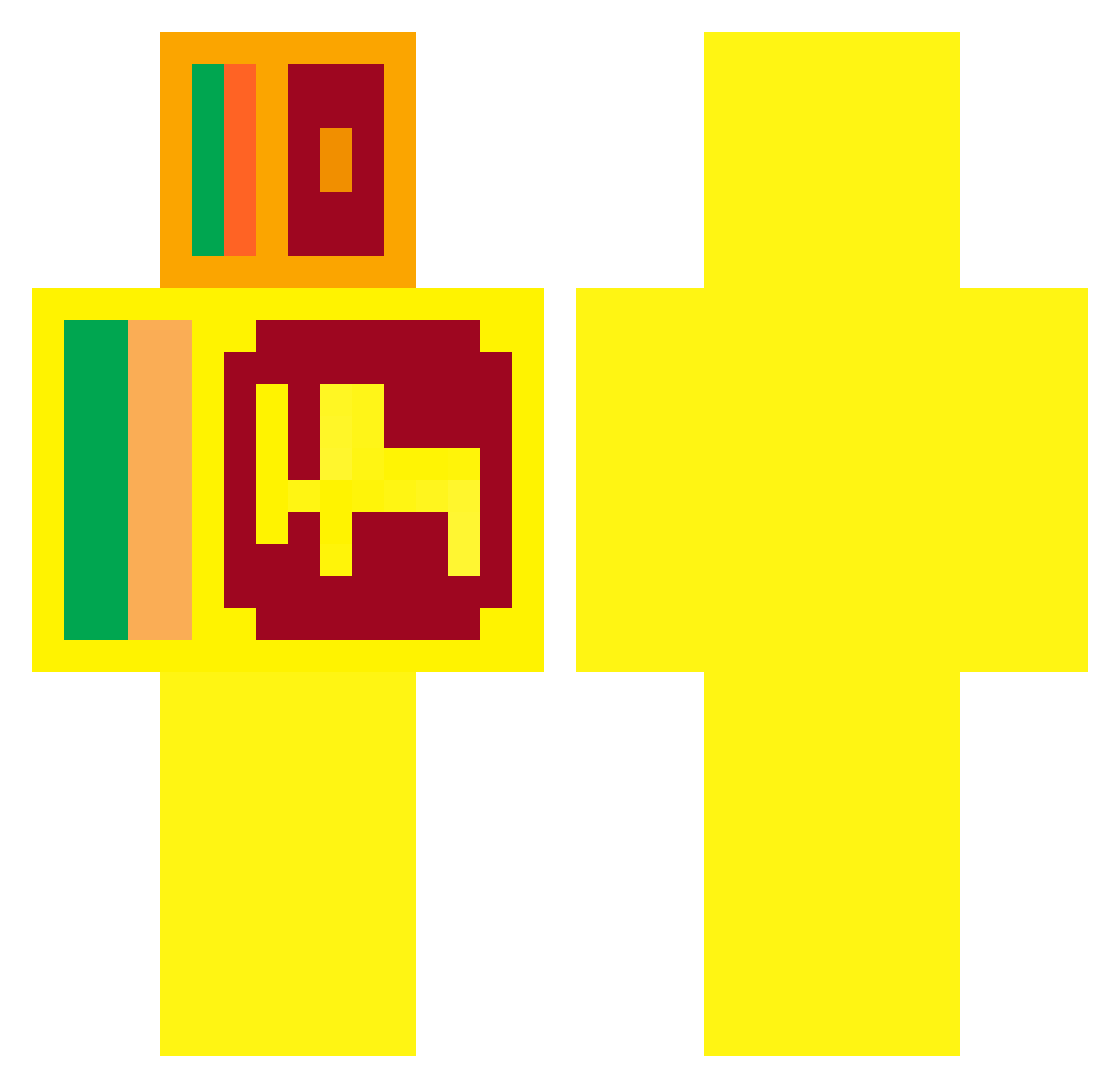 W3ekly Minecraft skin, front and back view