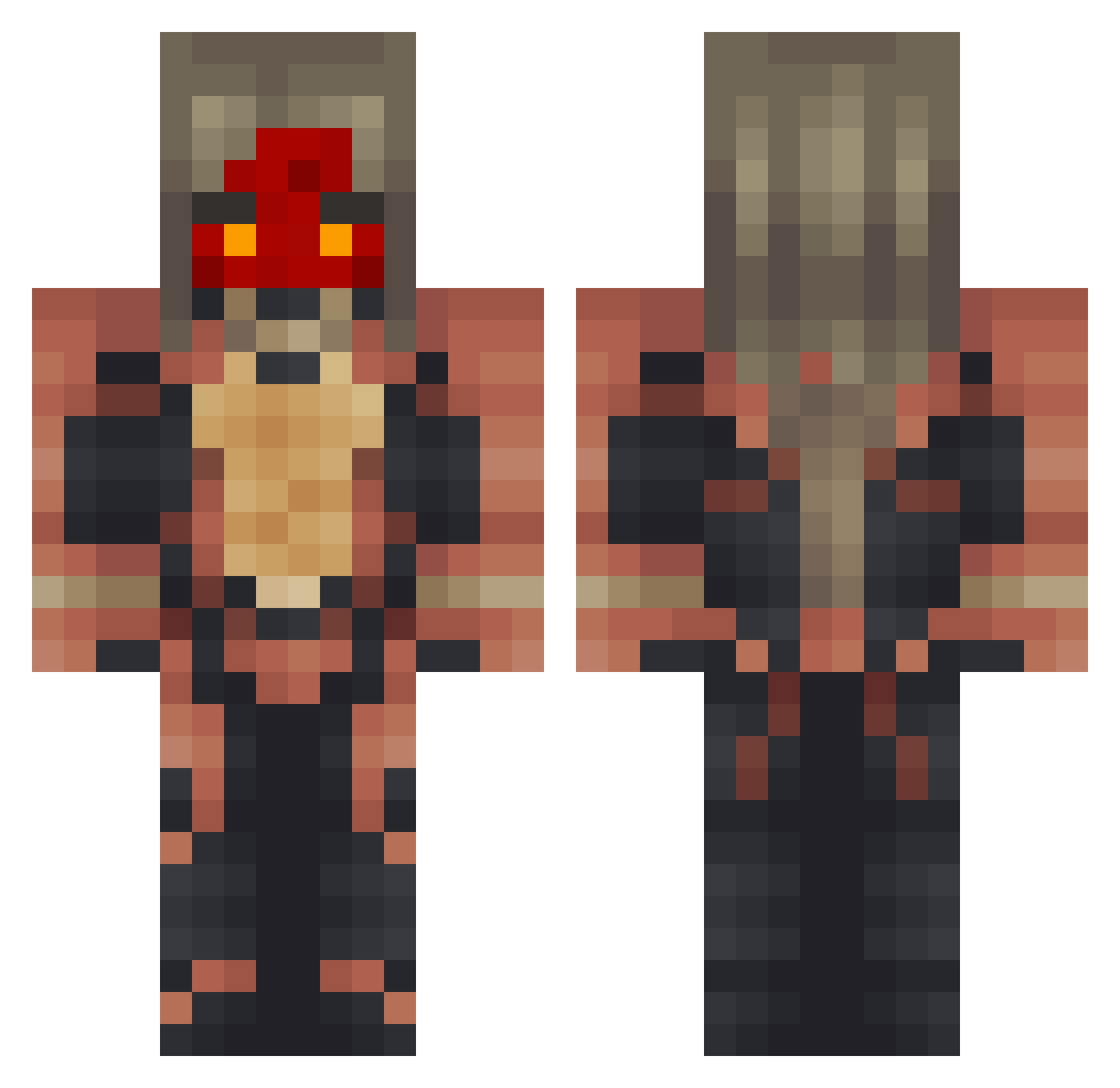 TheOfficialKFC Minecraft skin, front and back view
