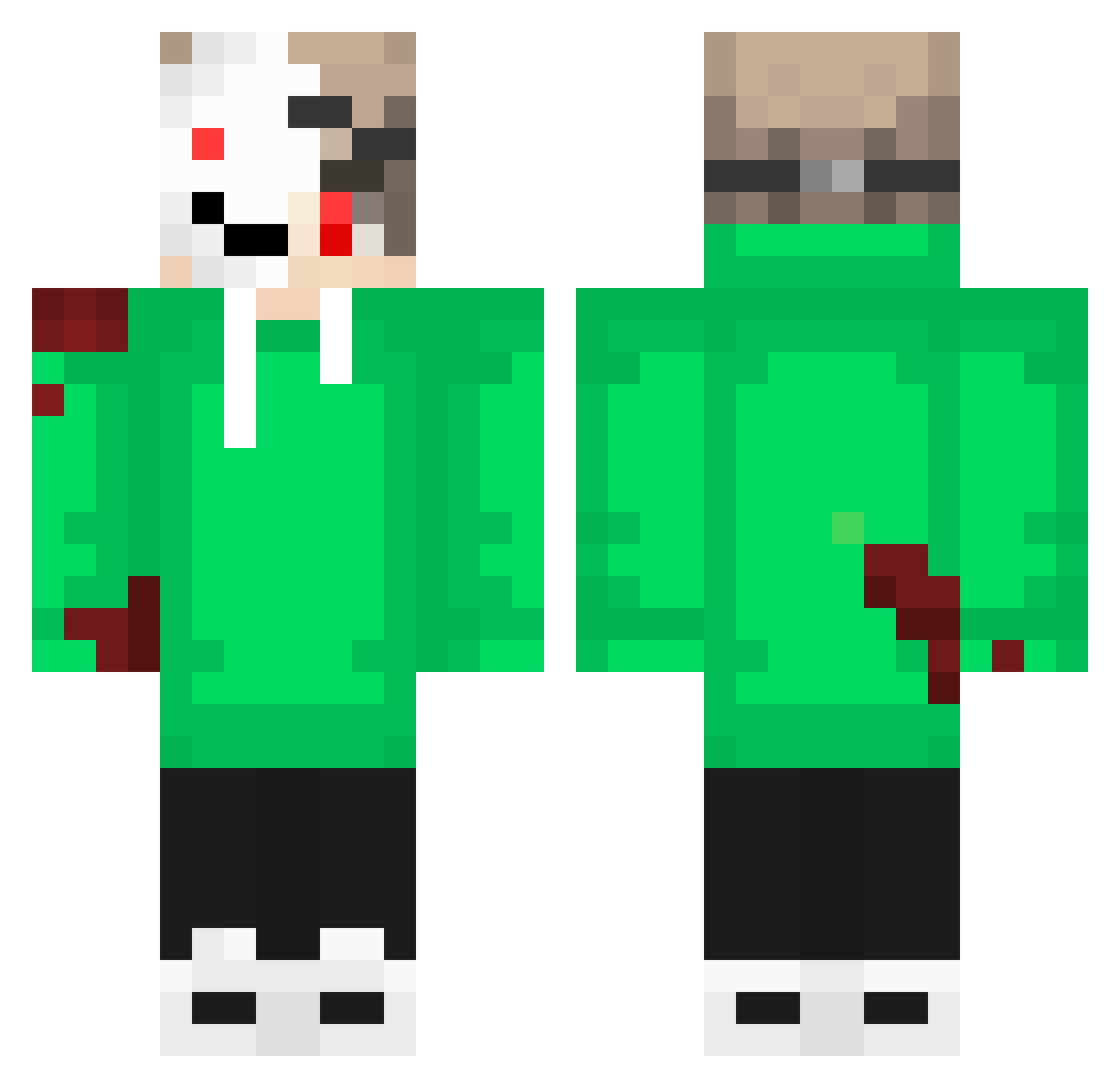 Re1Chan78 Minecraft skin, front and back view