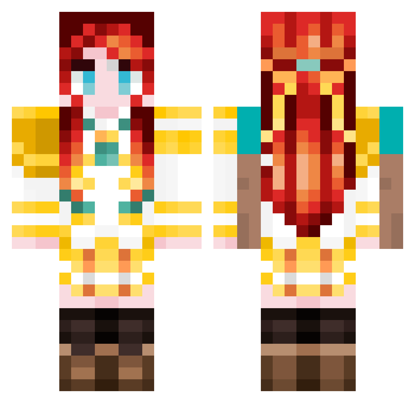 PrettyDelux Minecraft skin, front and back view
