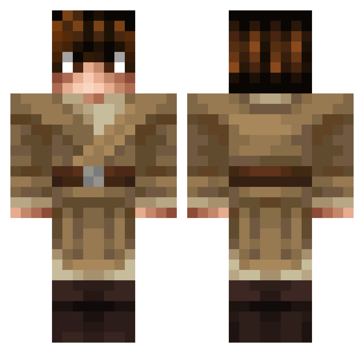 Sushisus Minecraft skin, front and back view