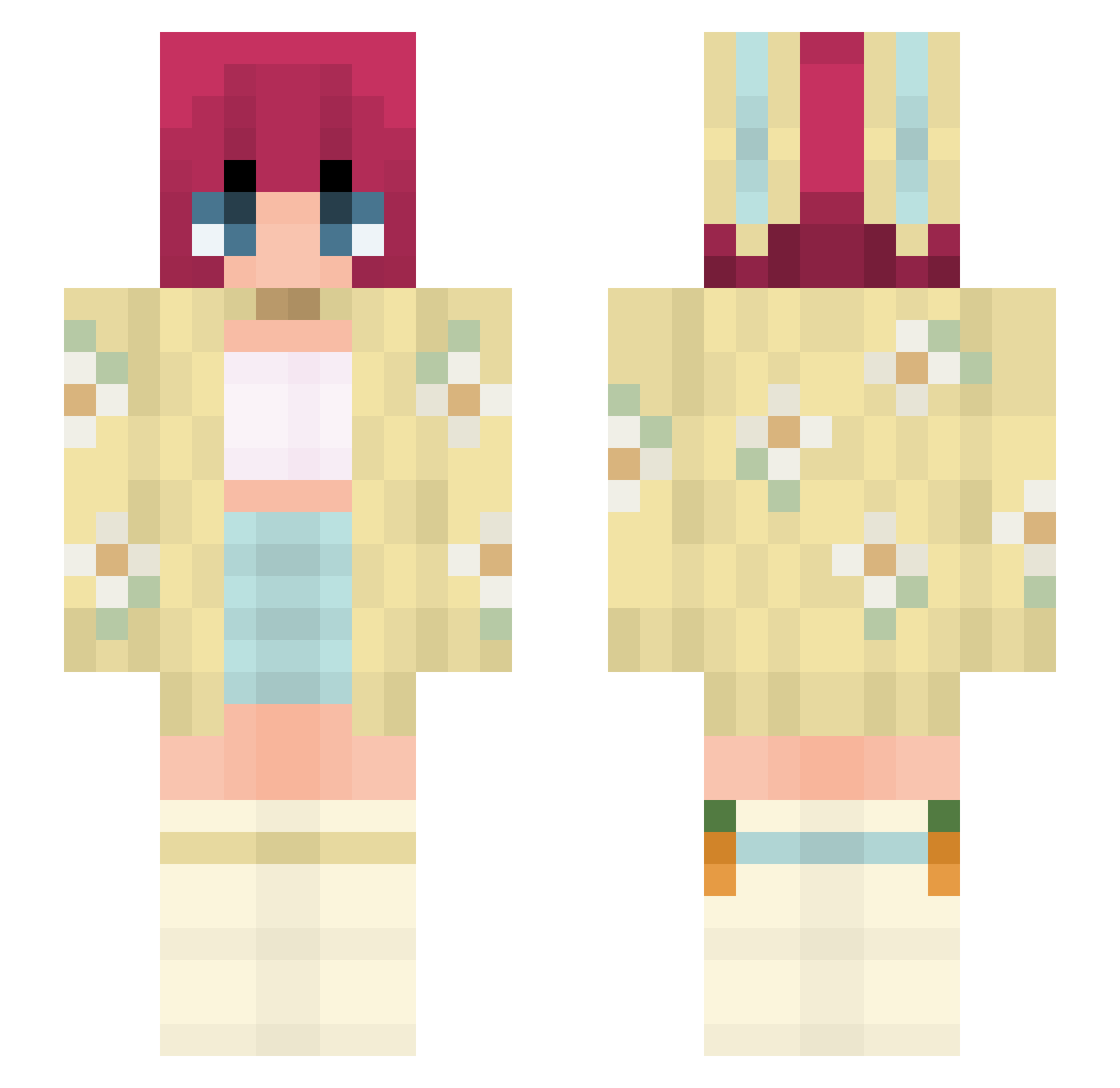 naorage Minecraft skin, front and back view