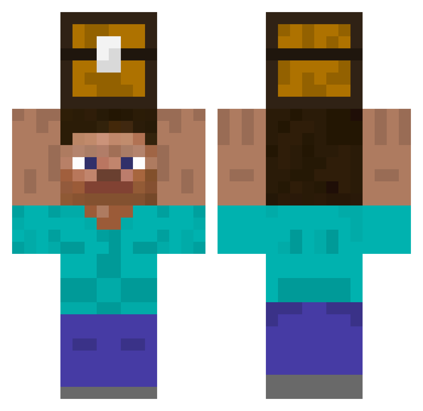 FakkeHD Minecraft skin, front and back view