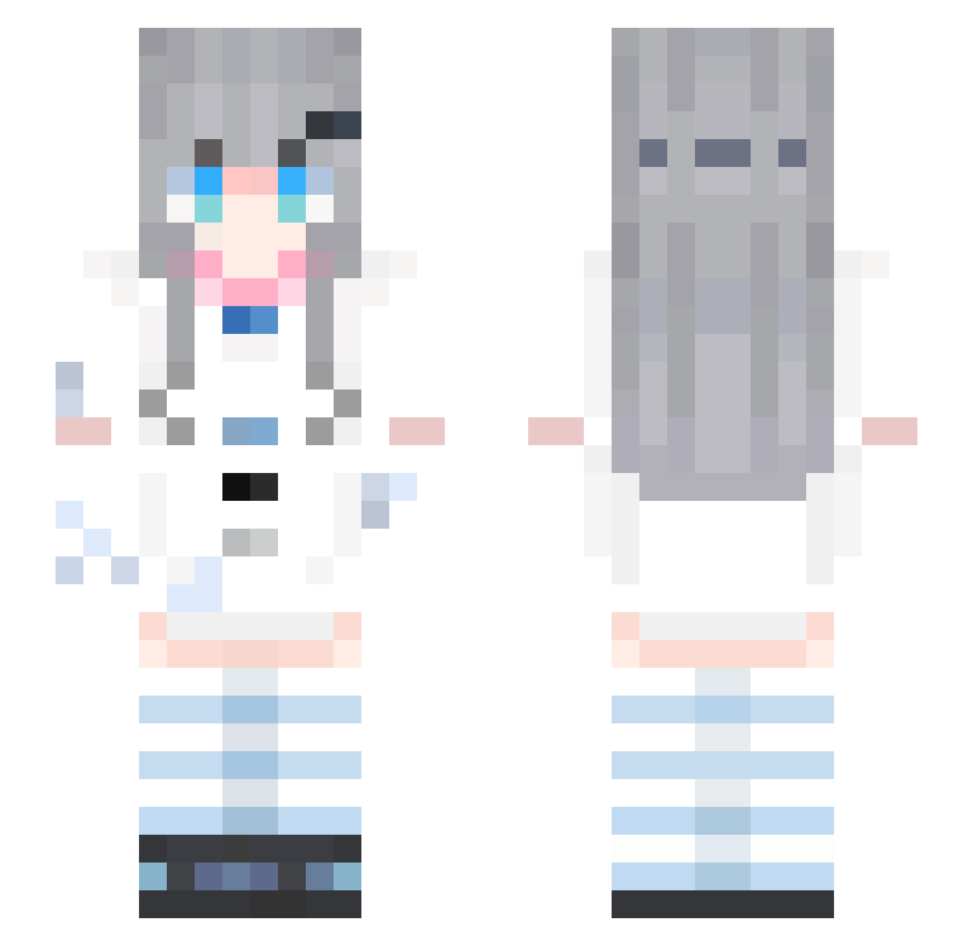 Dxnnxss Minecraft skin, front and back view