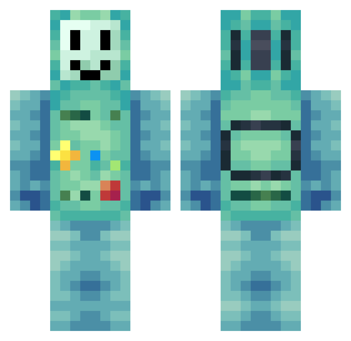 vreek Minecraft skin, front and back view