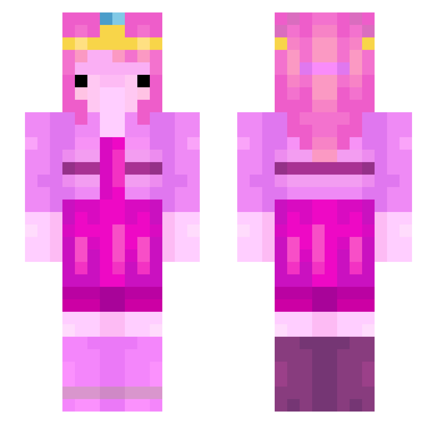 Jetsbx Minecraft skin, front and back view