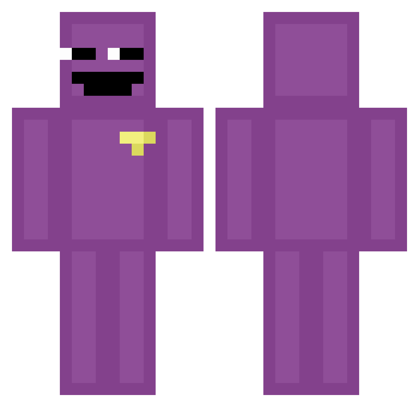 Huntzshehady Minecraft skin, front and back view