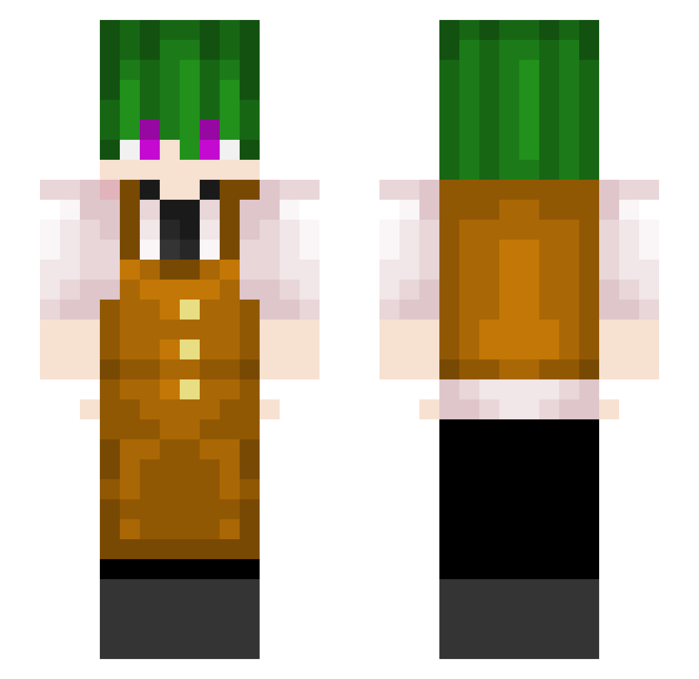 HonestXGamer Minecraft skin, front and back view