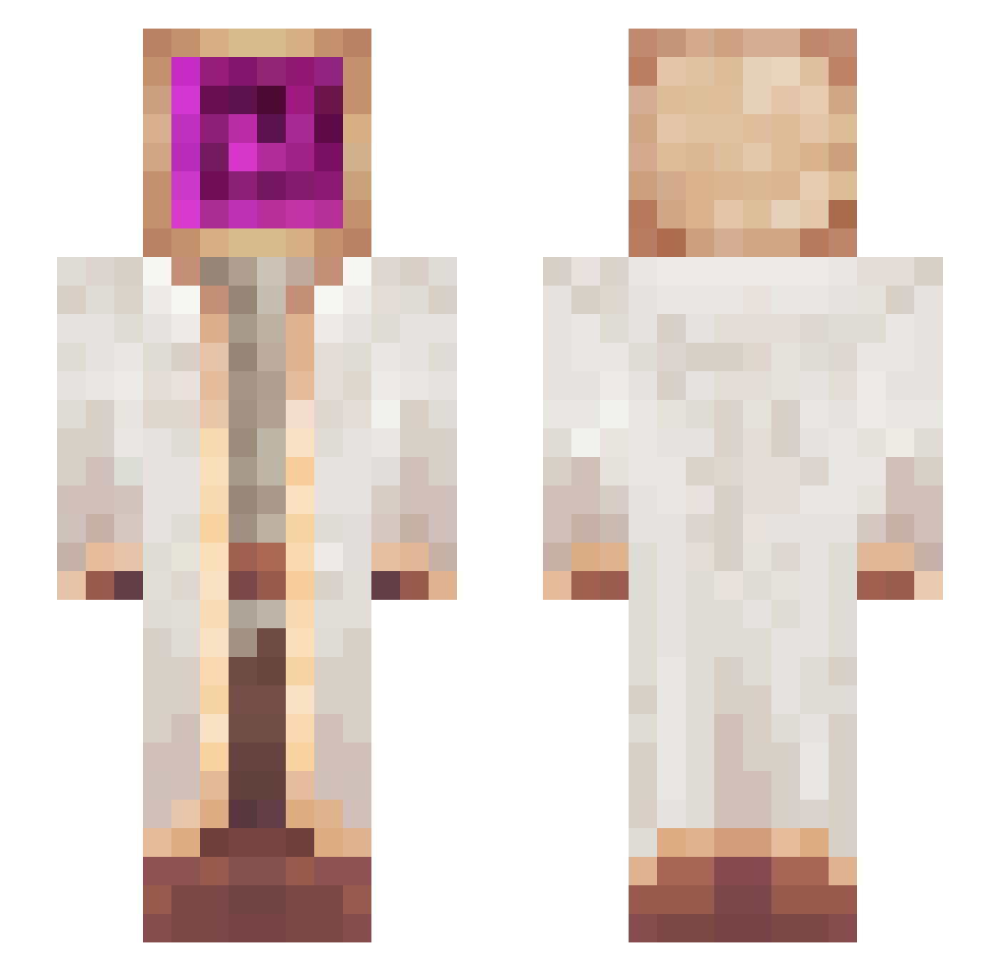 Fintadox Minecraft skin, front and back view