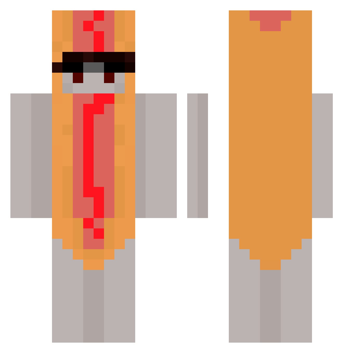 qy0n Minecraft skin, front and back view