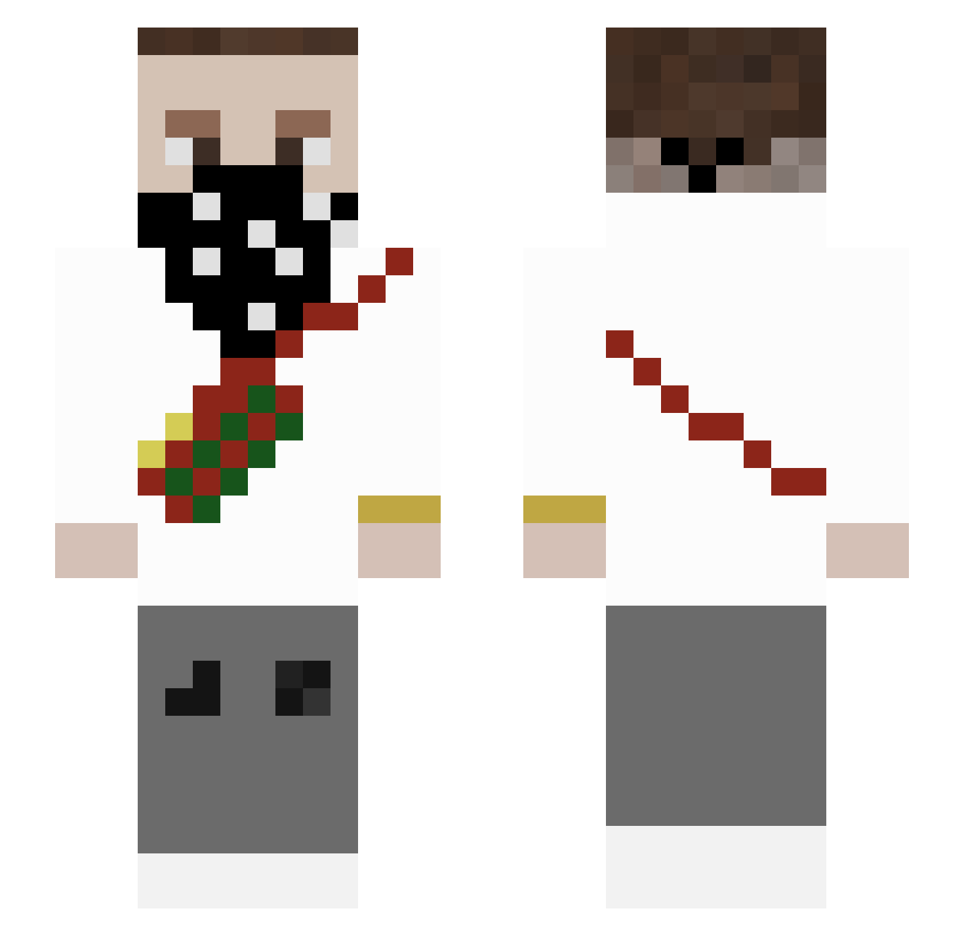 Blitzkrieged Minecraft skin, front and back view