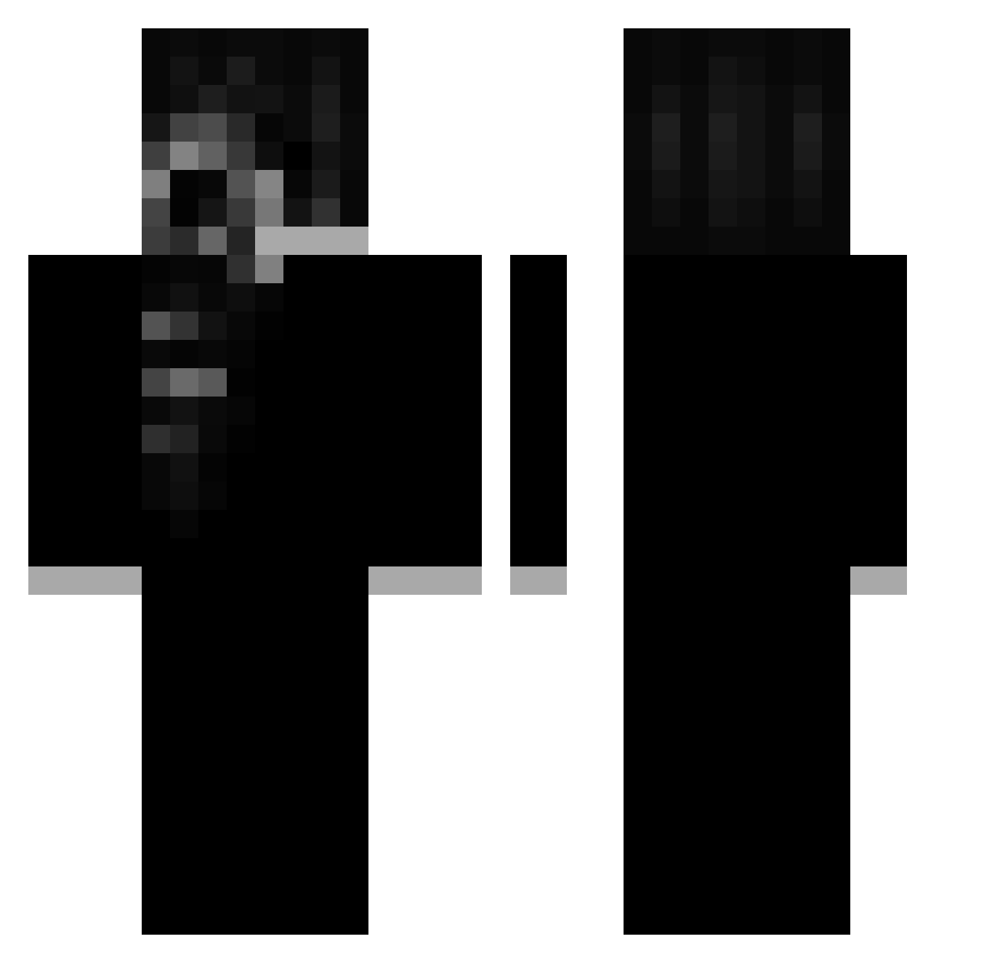 F12s Minecraft skin, front and back view