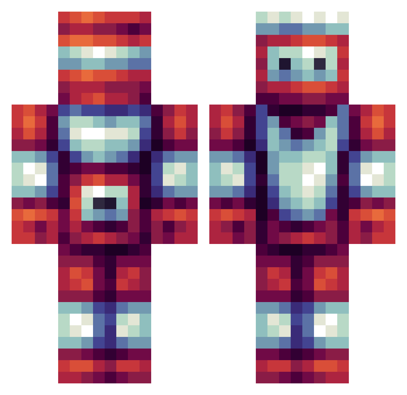 Networks Minecraft skin, front and back view