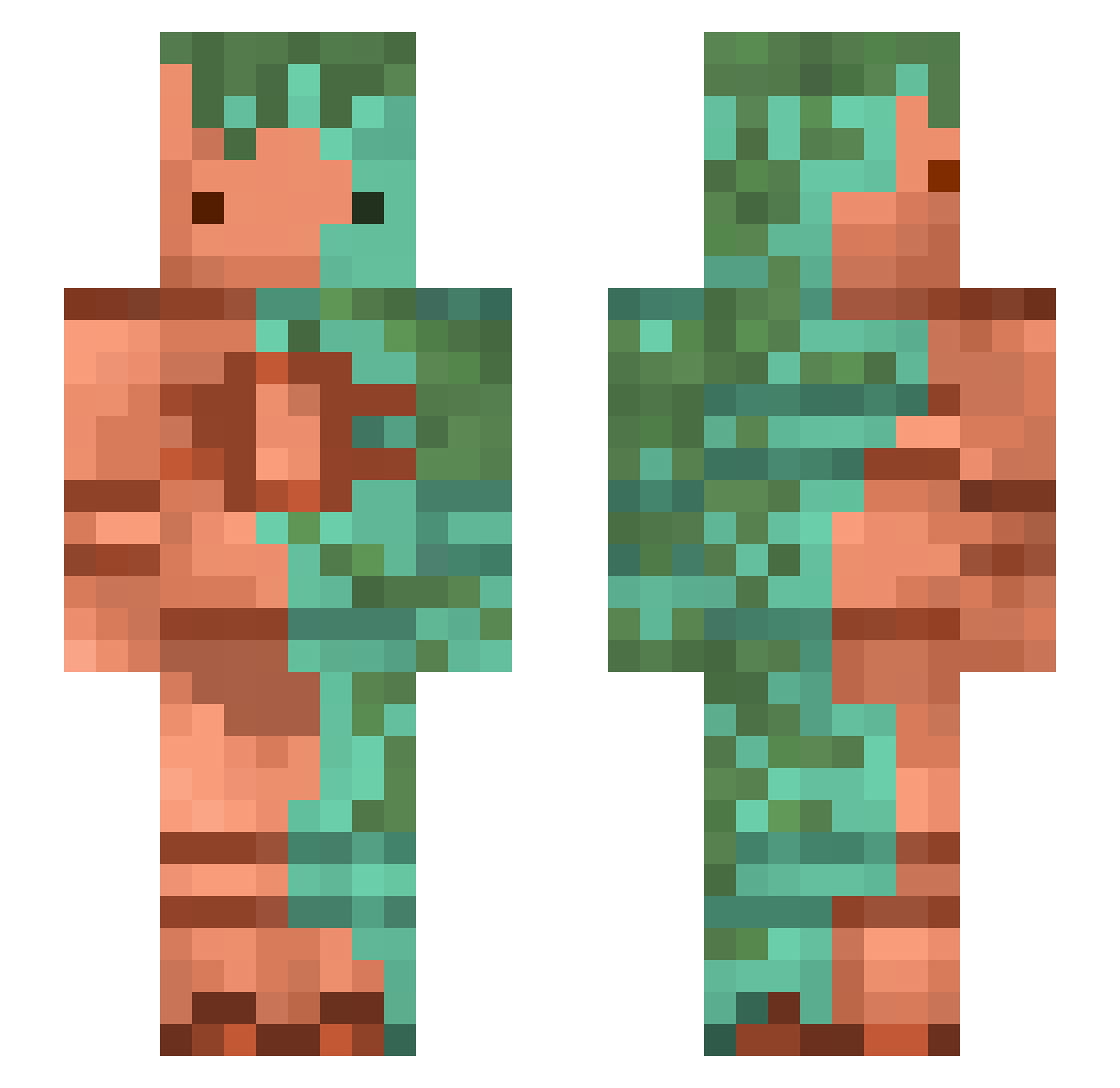 Relaxalotl Minecraft skin, front and back view
