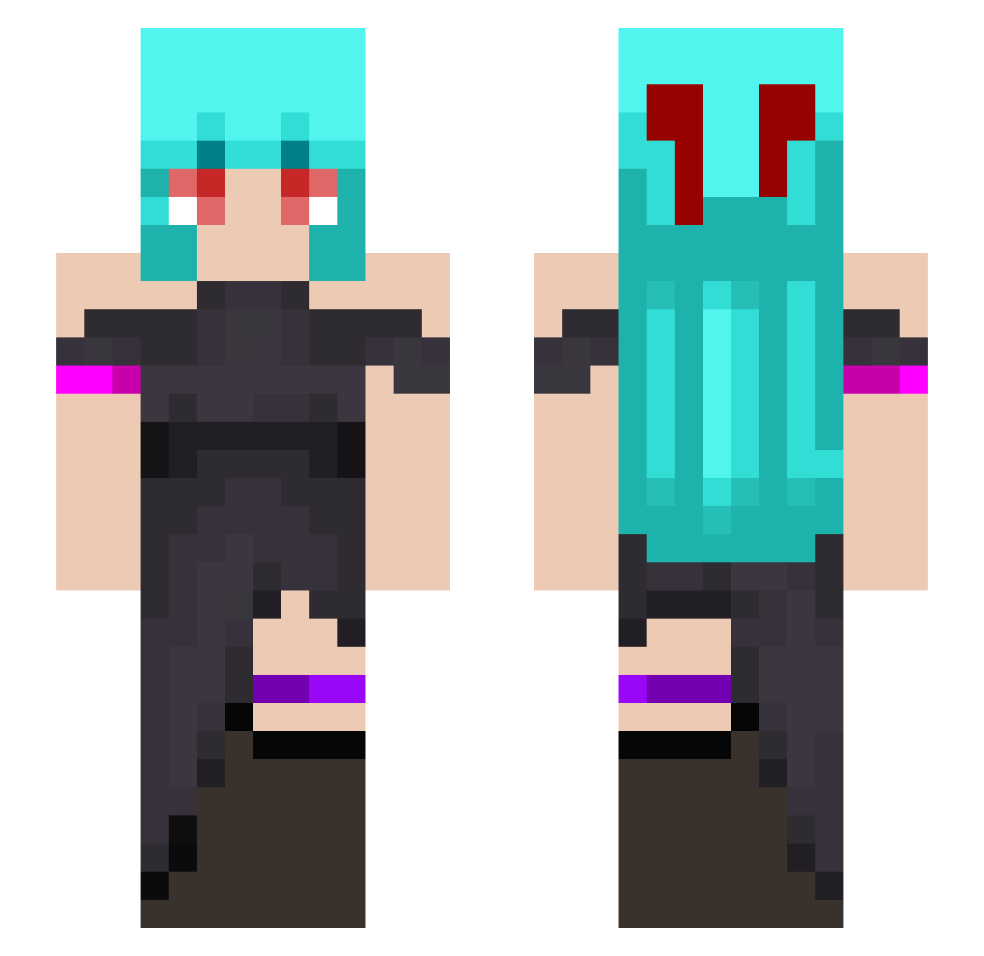 NixMeows Minecraft skin, front and back view