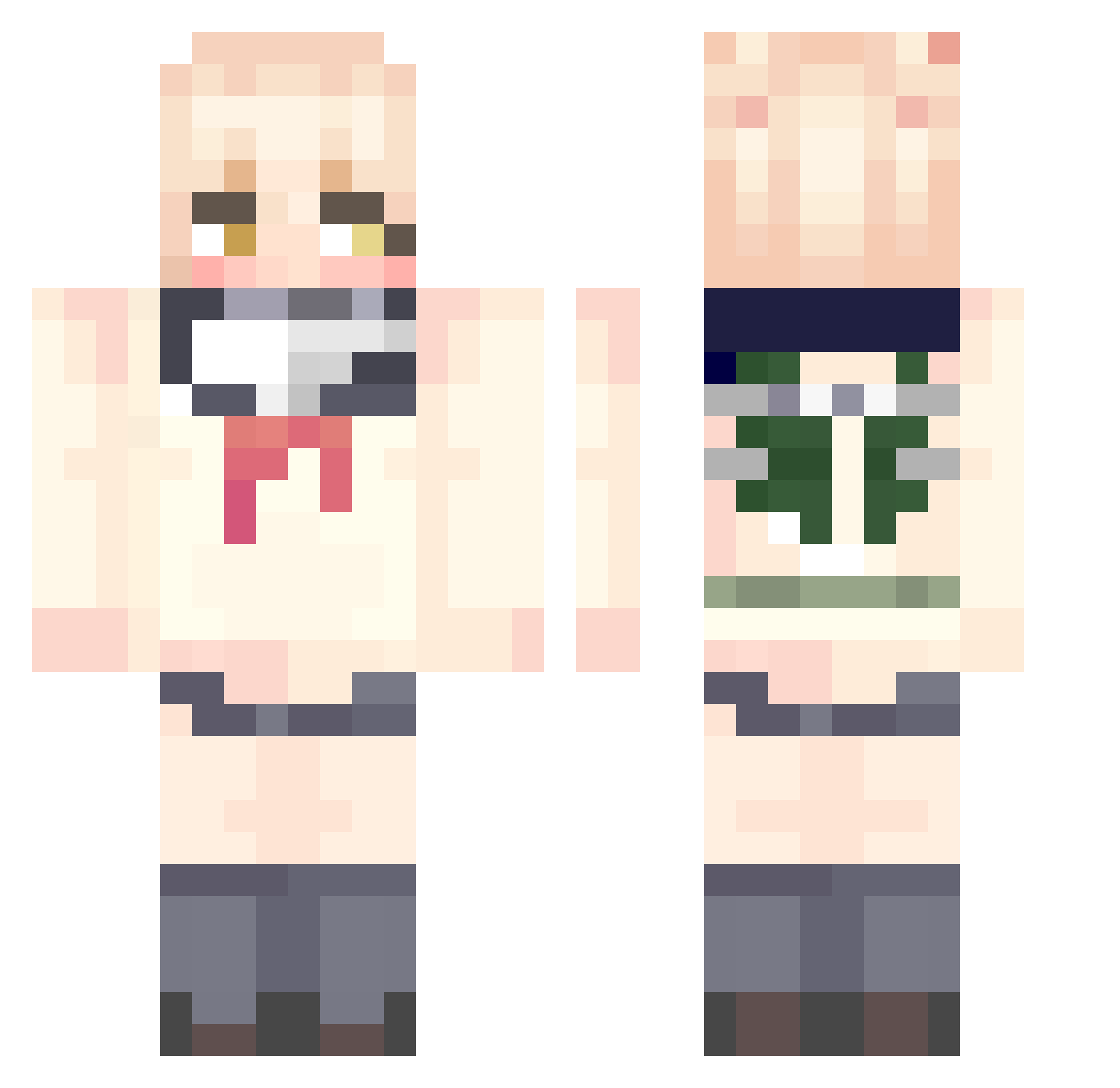 Autoreifens Minecraft skin, front and back view