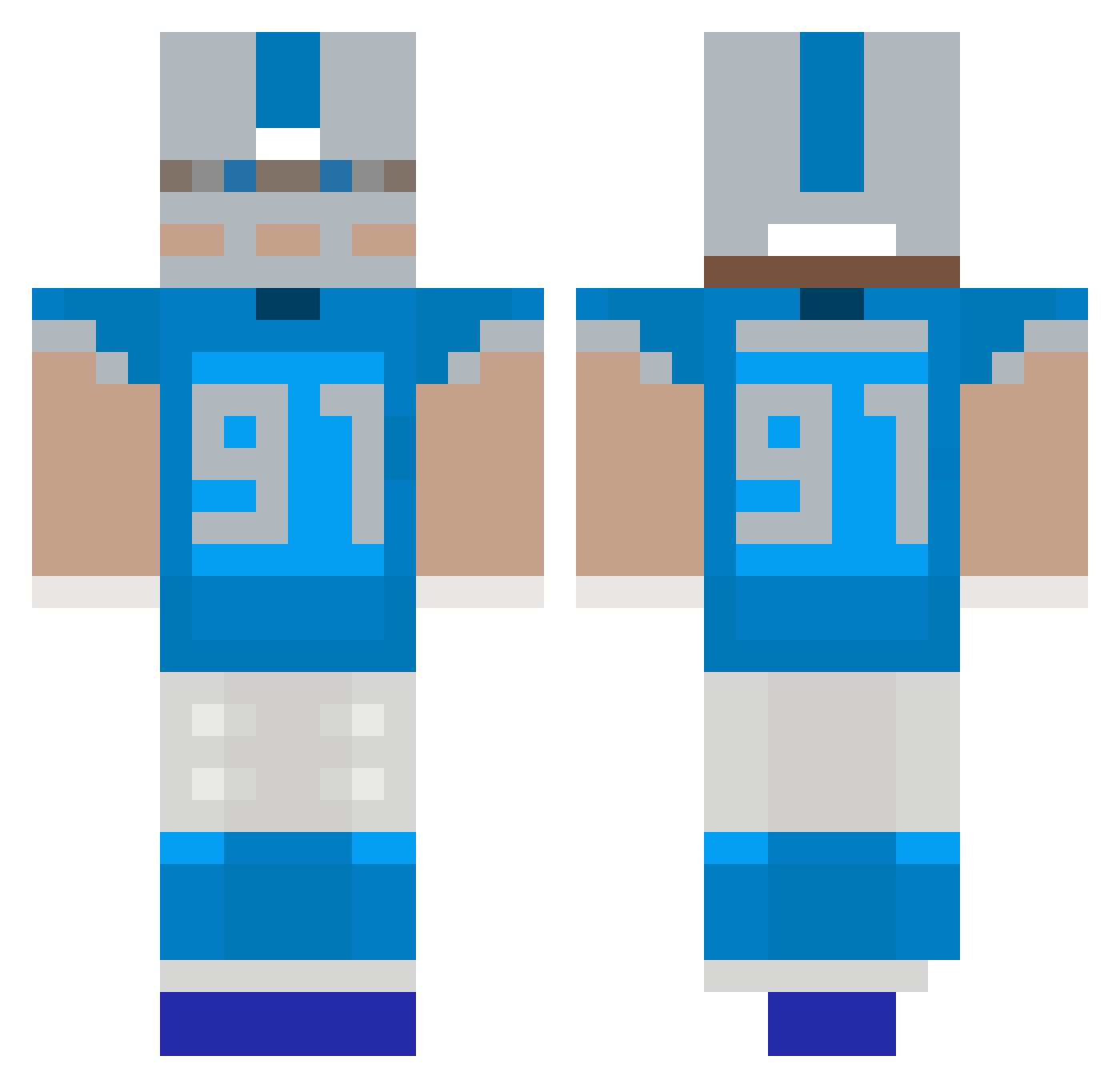 AidanHutchinson Minecraft skin, front and back view
