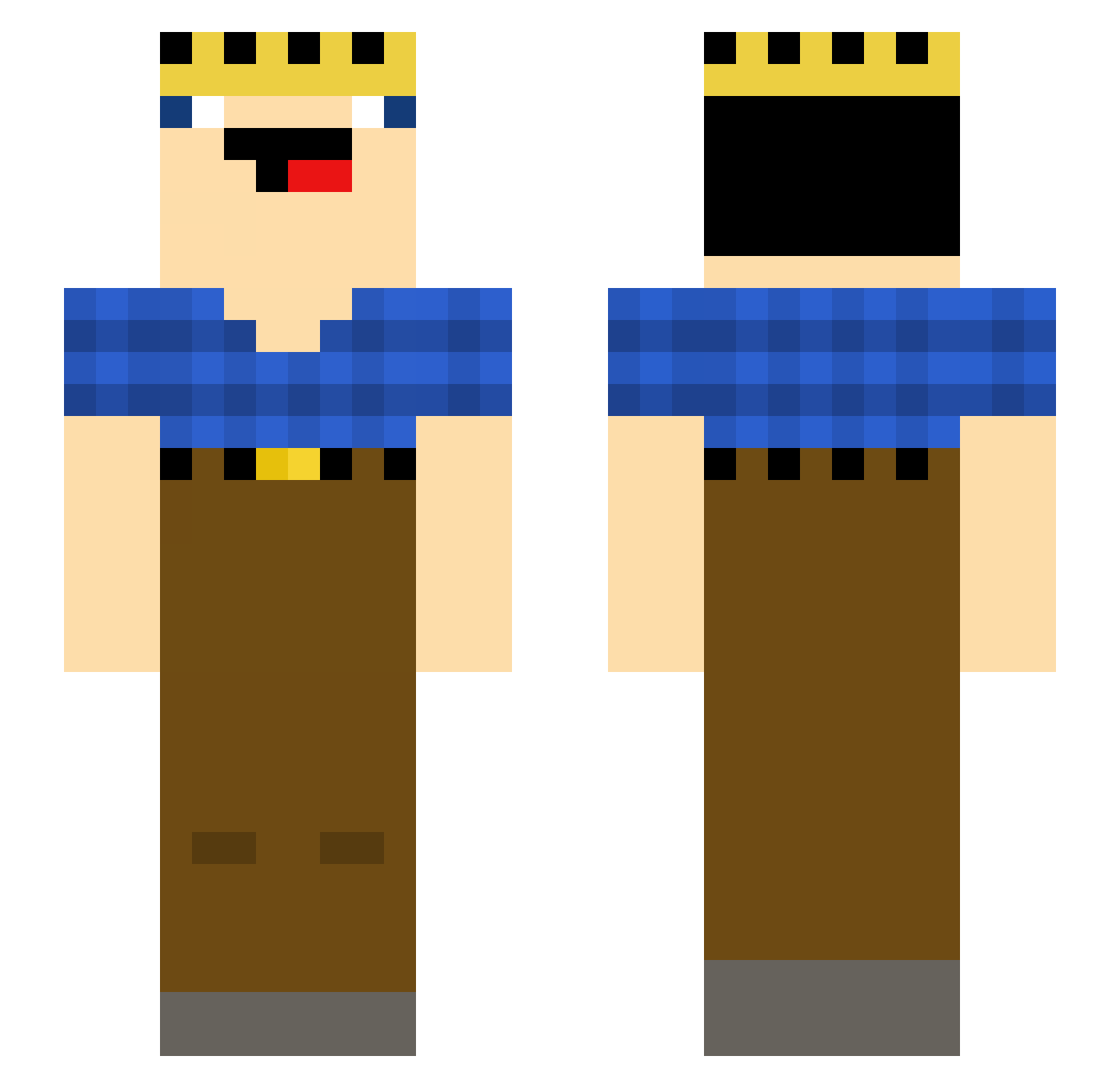 Pixelzocker300 Minecraft skin, front and back view
