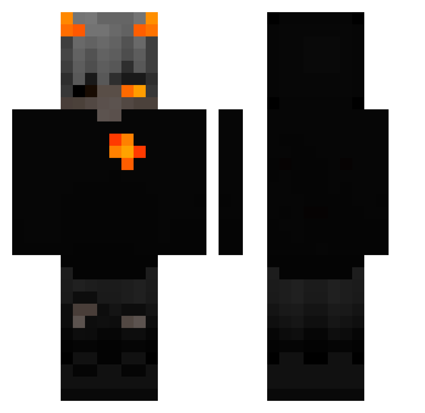 NoRecovery Minecraft skin, front and back view