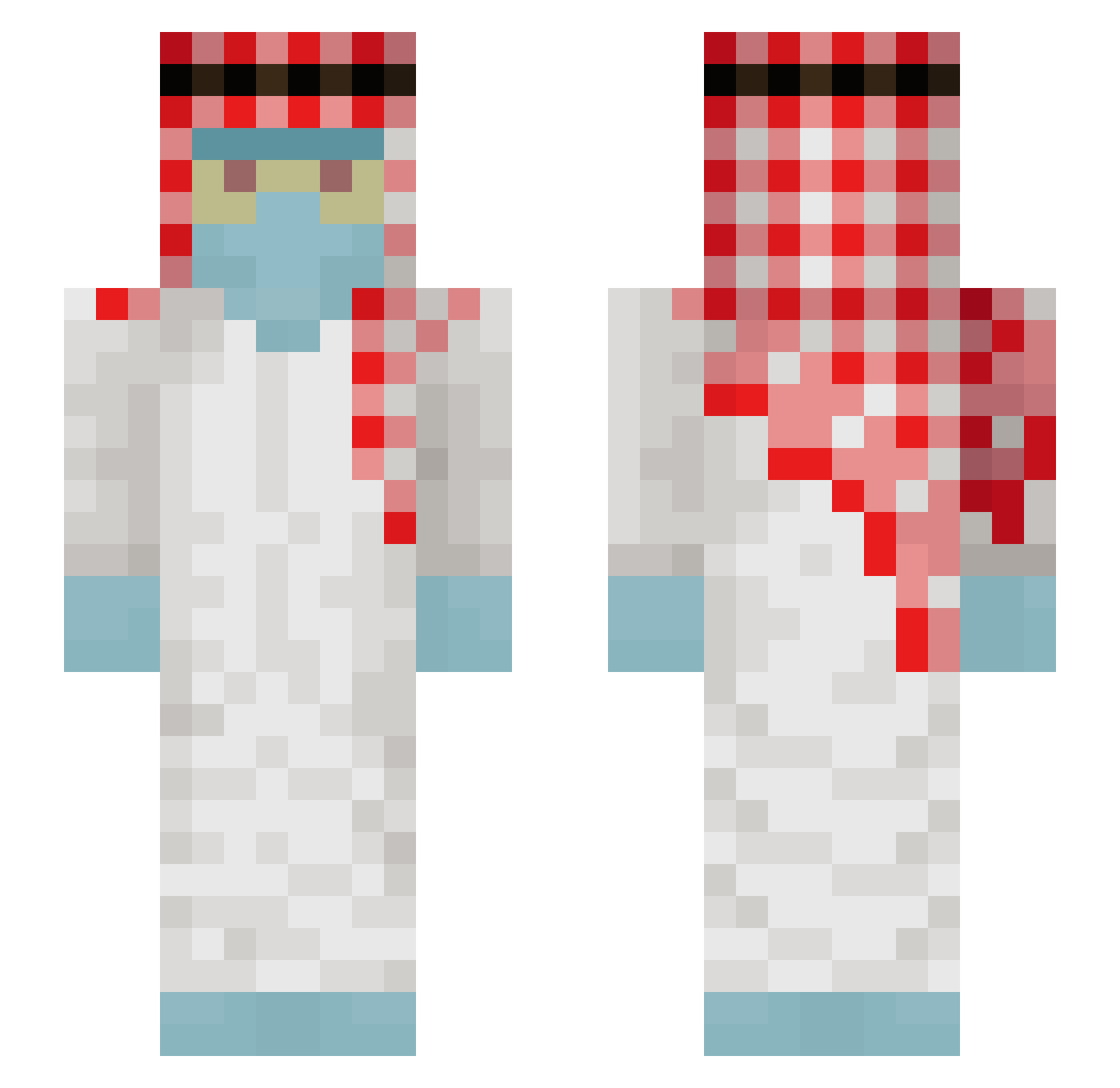Toeferb Minecraft skin, front and back view