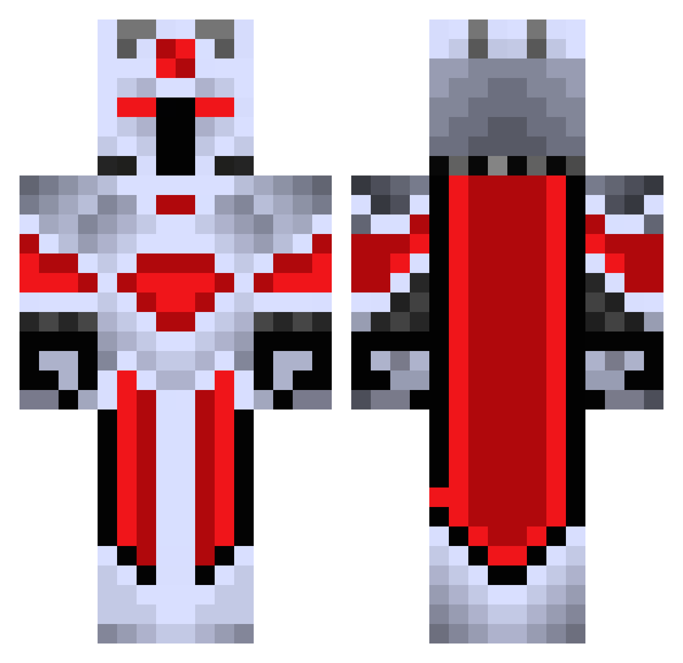 Herzeus Minecraft skin, front and back view