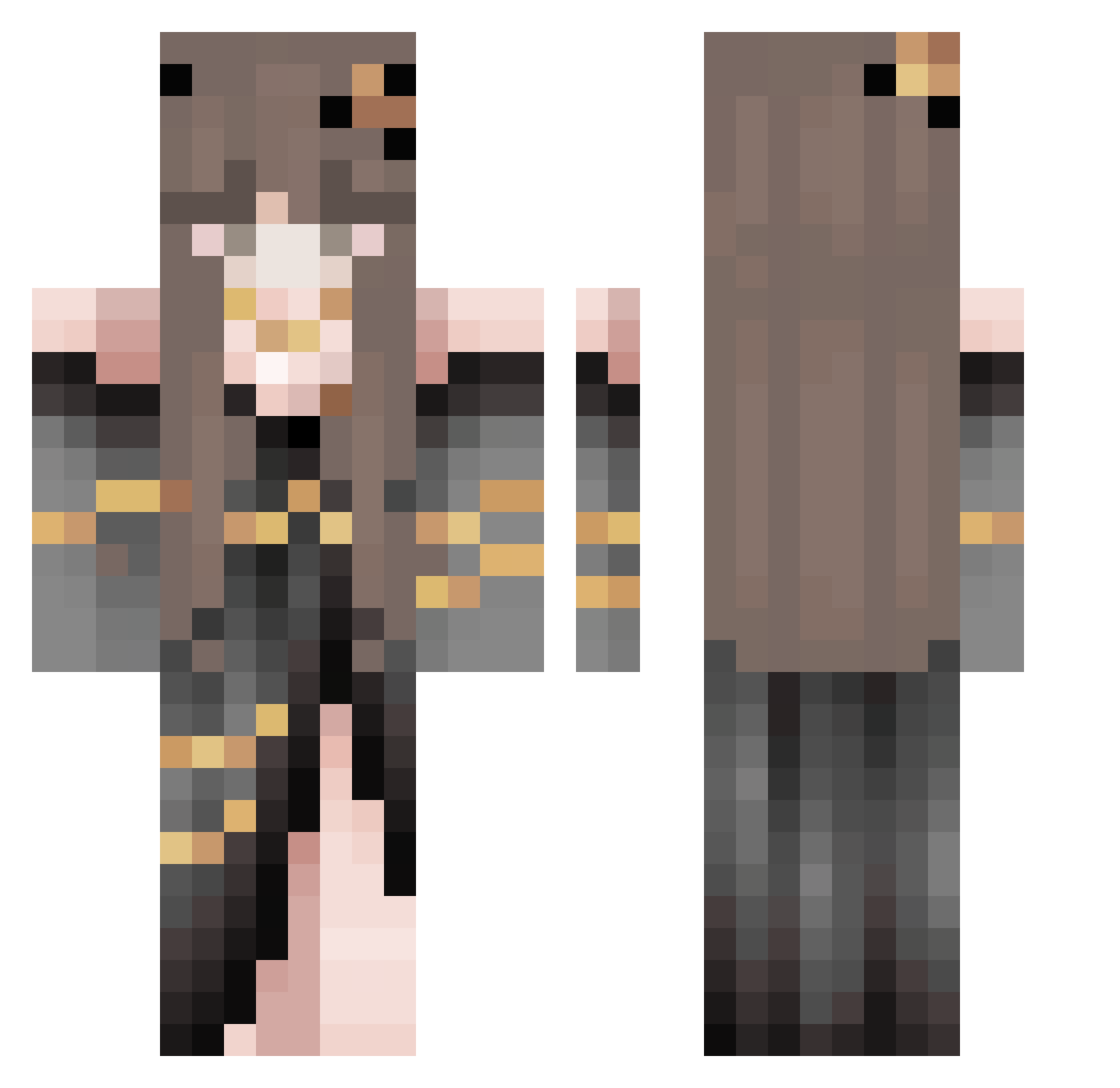 Satomiic Minecraft skin, front and back view