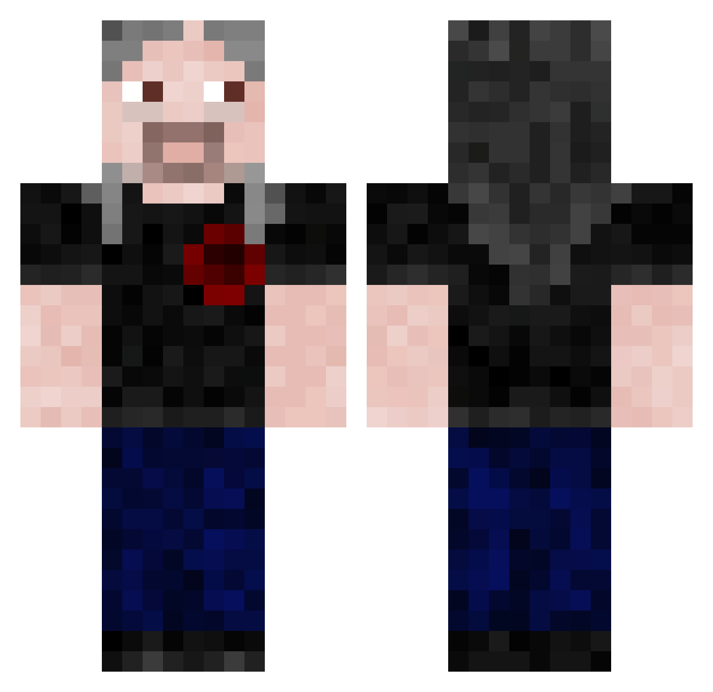 JoblessIncel Minecraft skin, front and back view