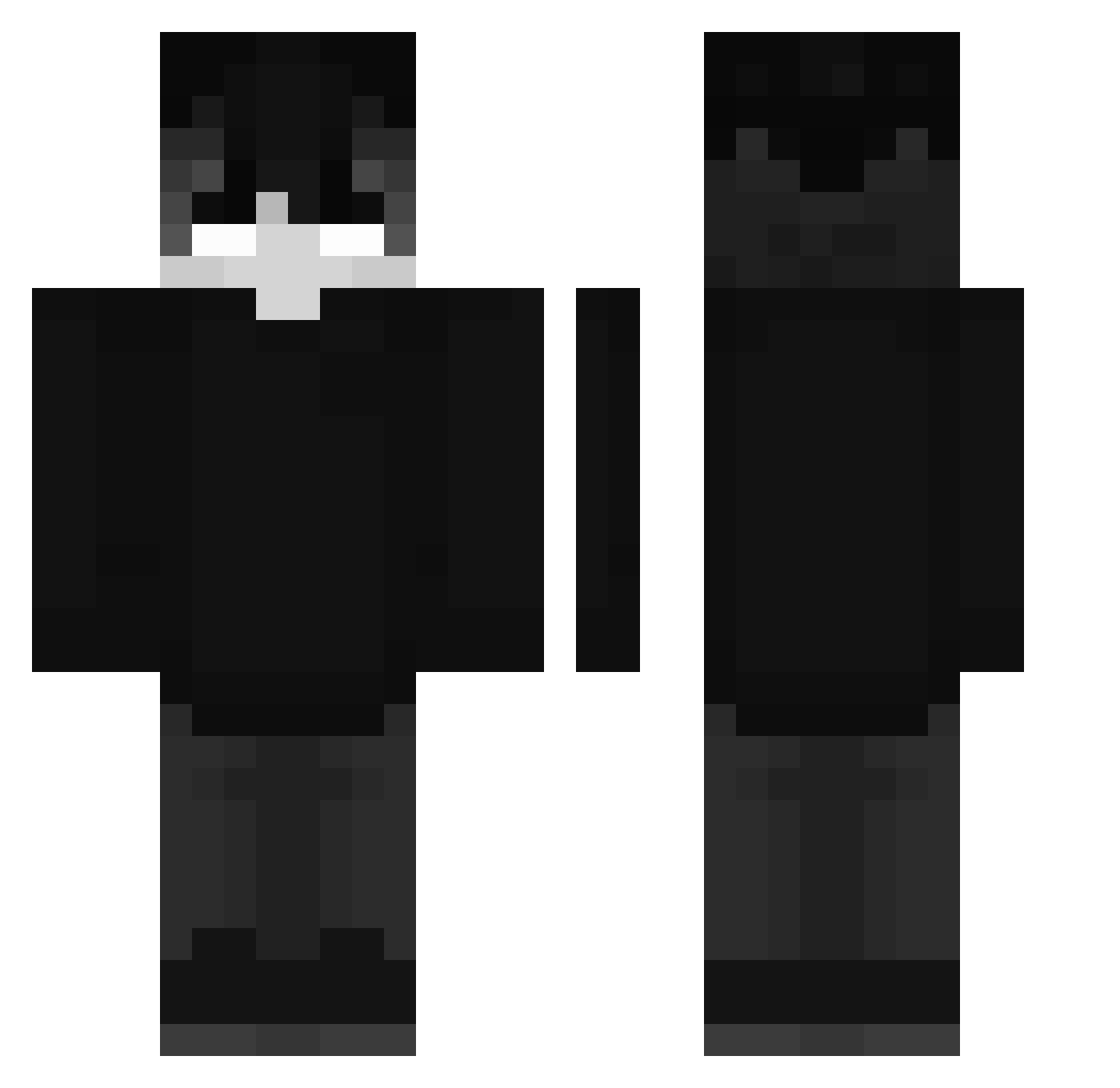 Me7isser Minecraft skin, front and back view