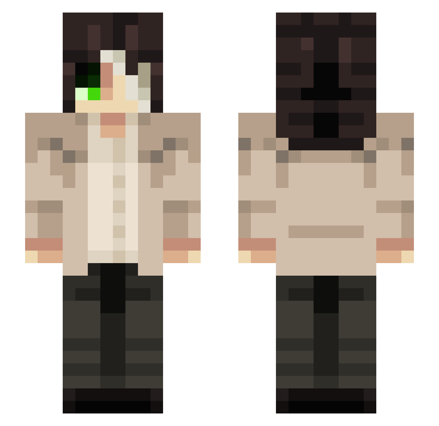 Gigatyp Minecraft skin, front and back view
