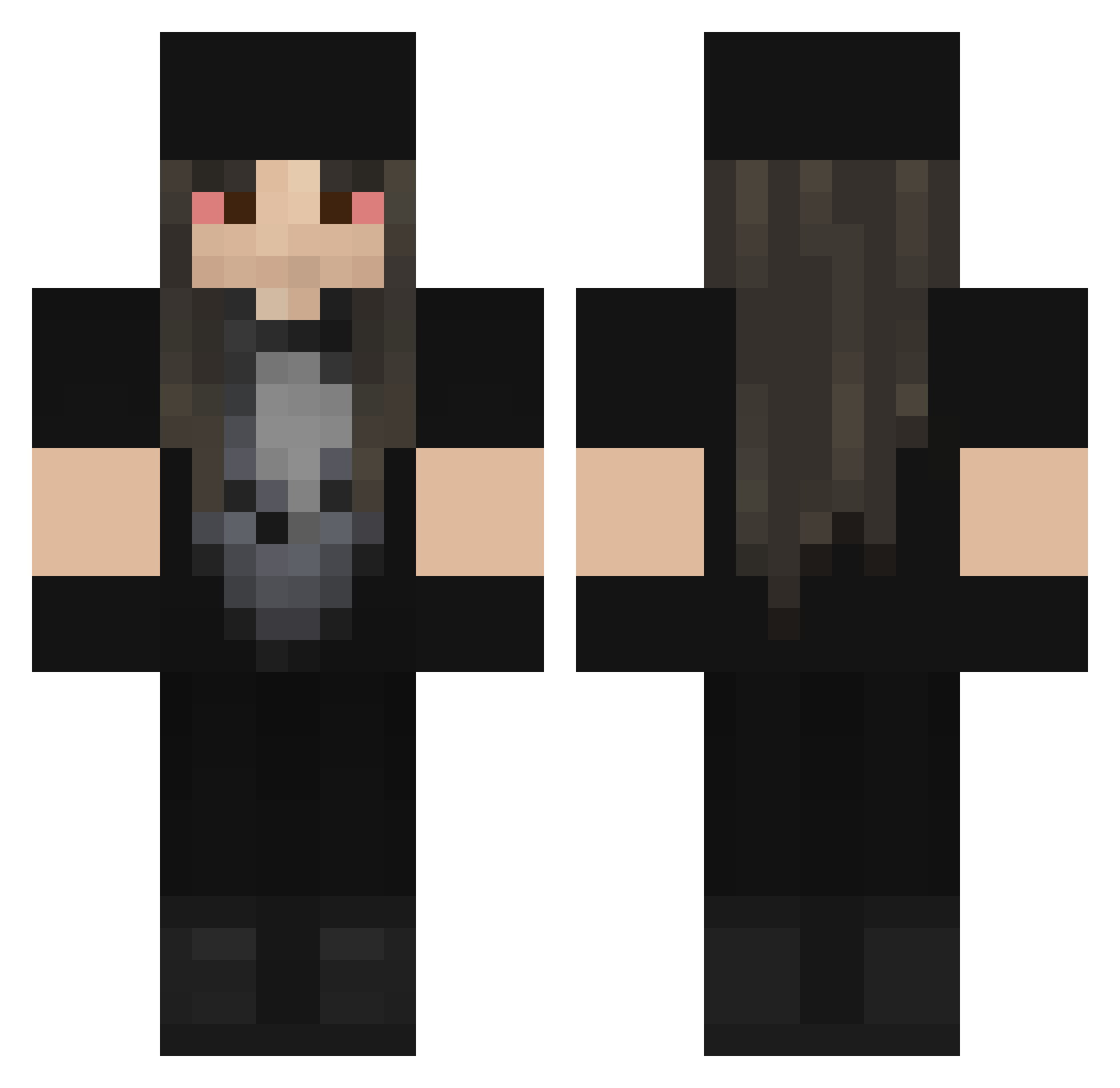 MlyneqYT Minecraft skin, front and back view