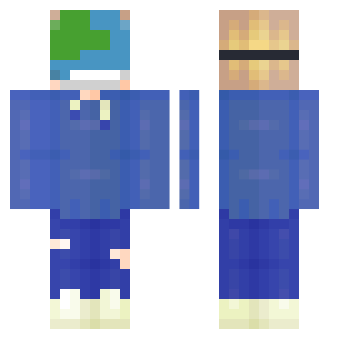 Samundie Minecraft skin, front and back view