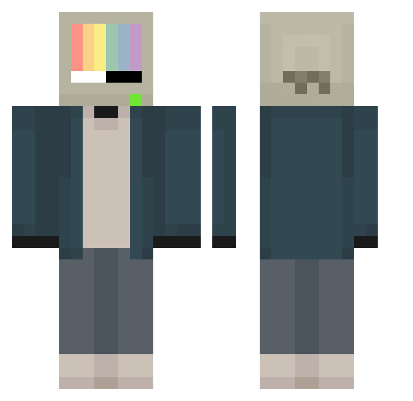 Cyanea Minecraft skin, front and back view
