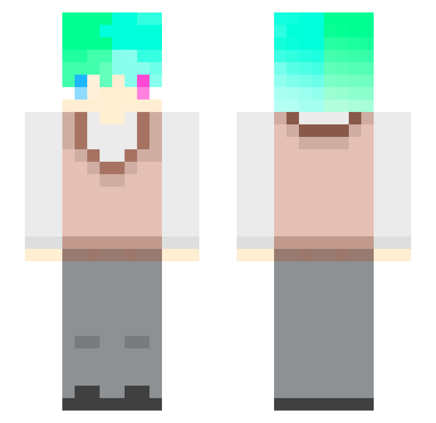 N0cZombix Minecraft skin, front and back view