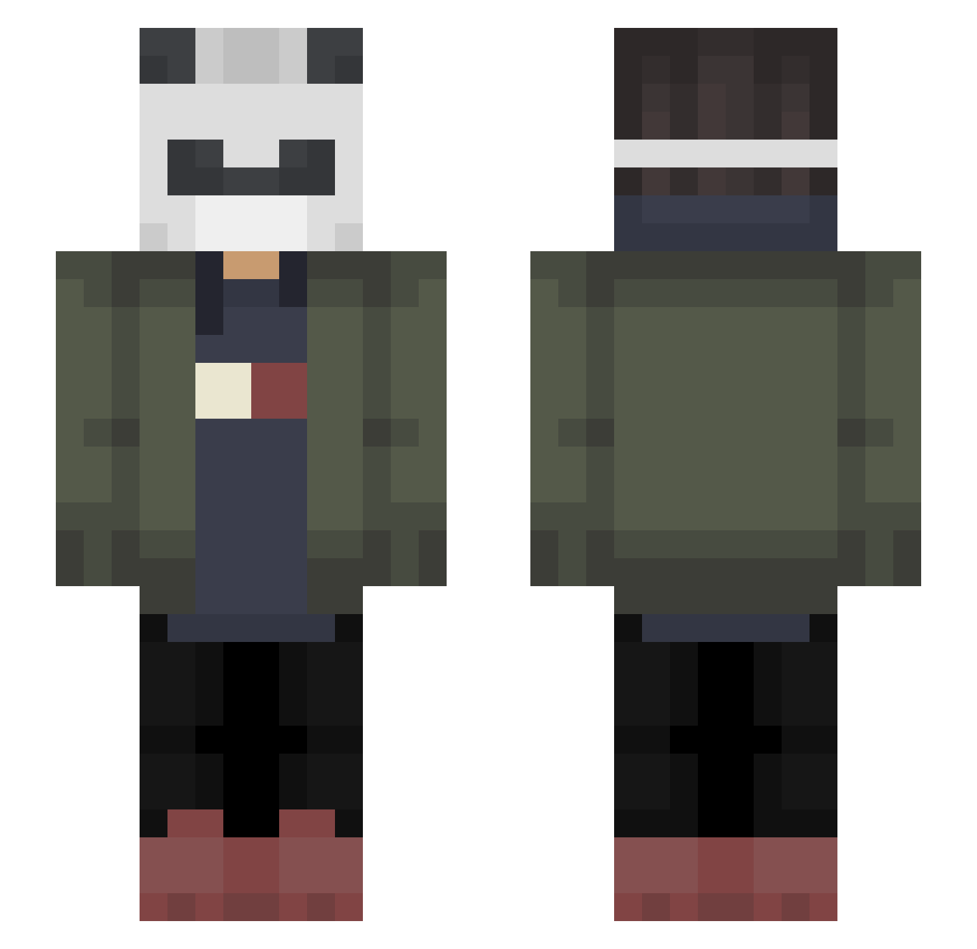 UsingFlux Minecraft skin, front and back view