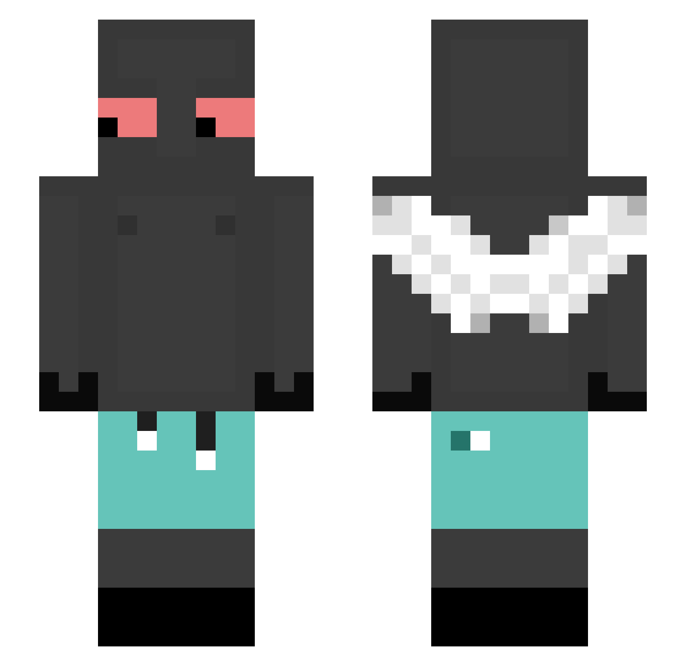 Memsert Minecraft skin, front and back view