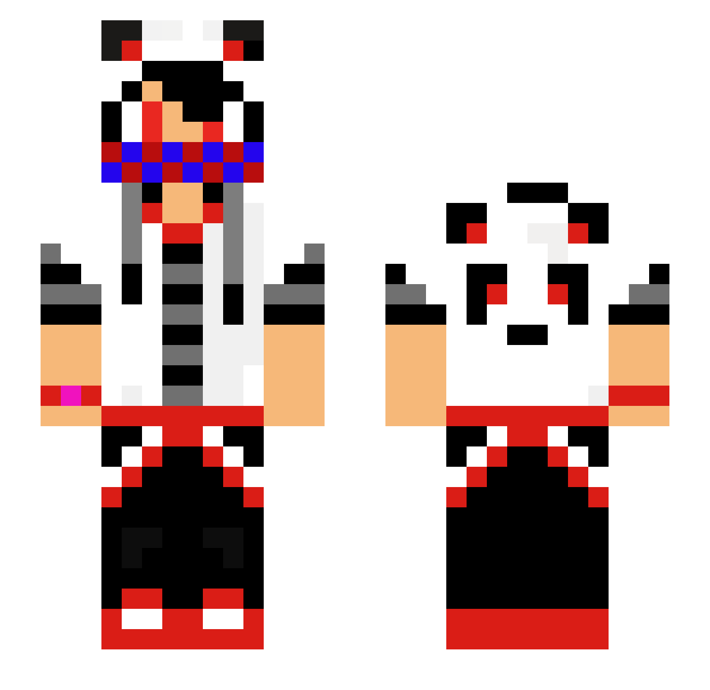 hpfxd Minecraft skin, front and back view