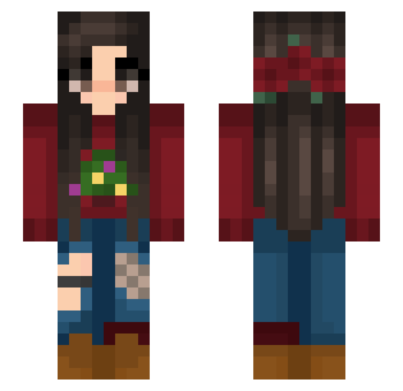rawrXDLOL Minecraft skin, front and back view
