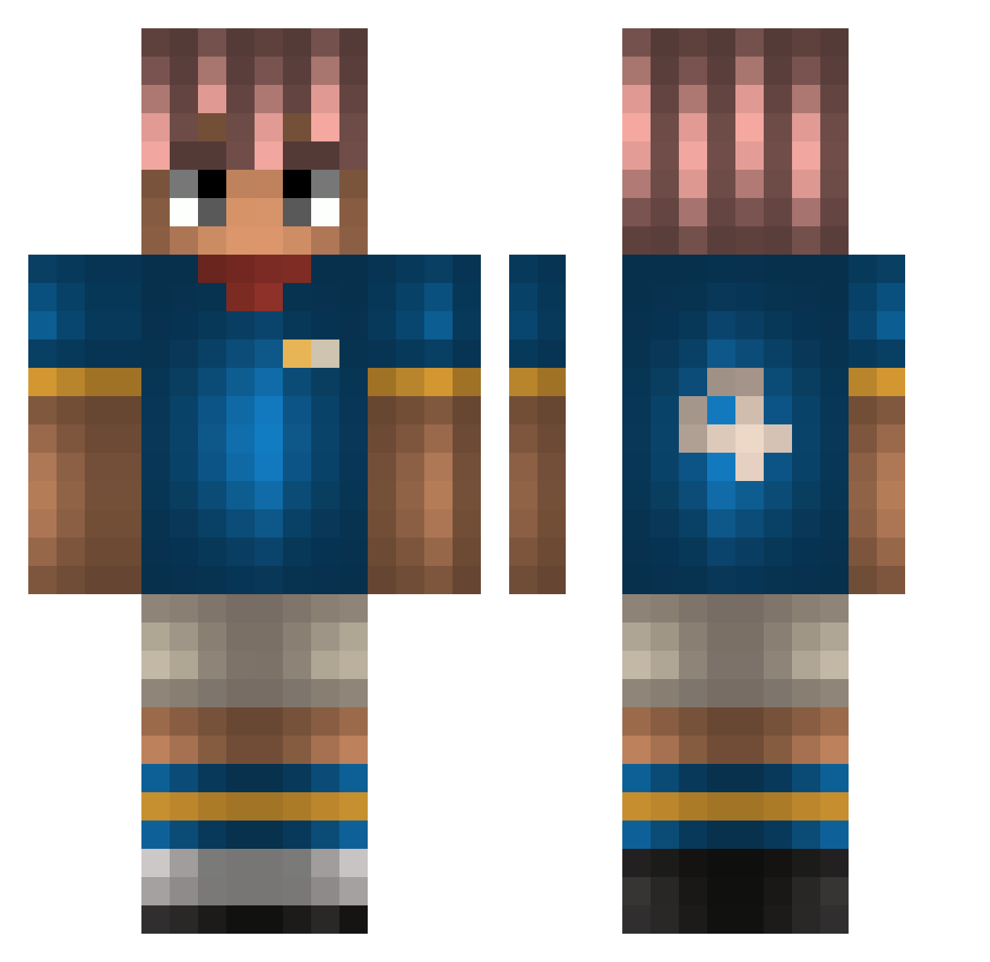 Mielanz Minecraft skin, front and back view