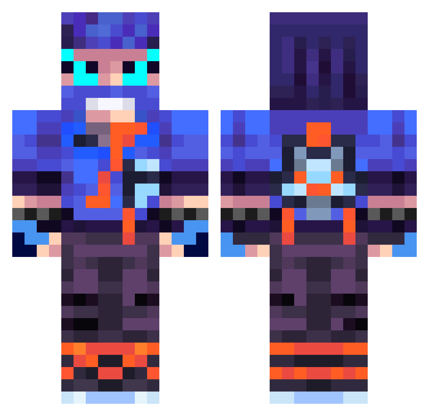 ZarK74 Minecraft skin, front and back view