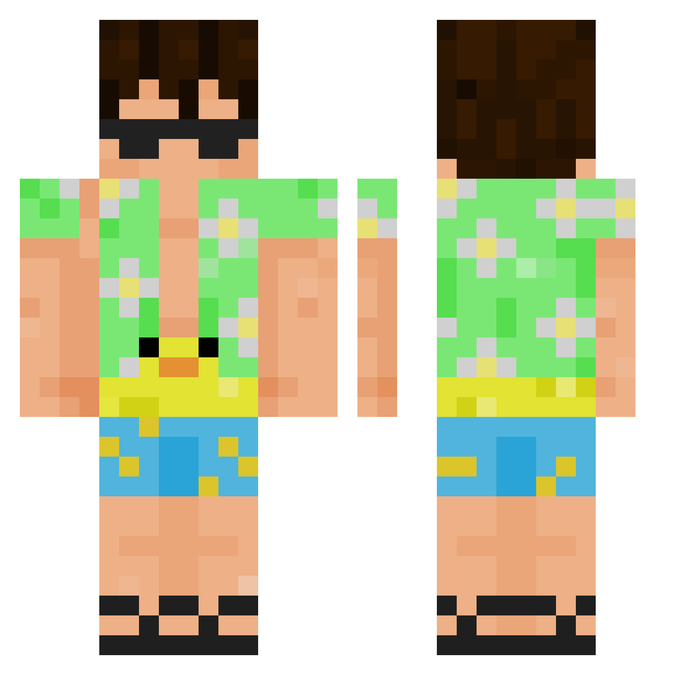kubav Minecraft skin, front and back view