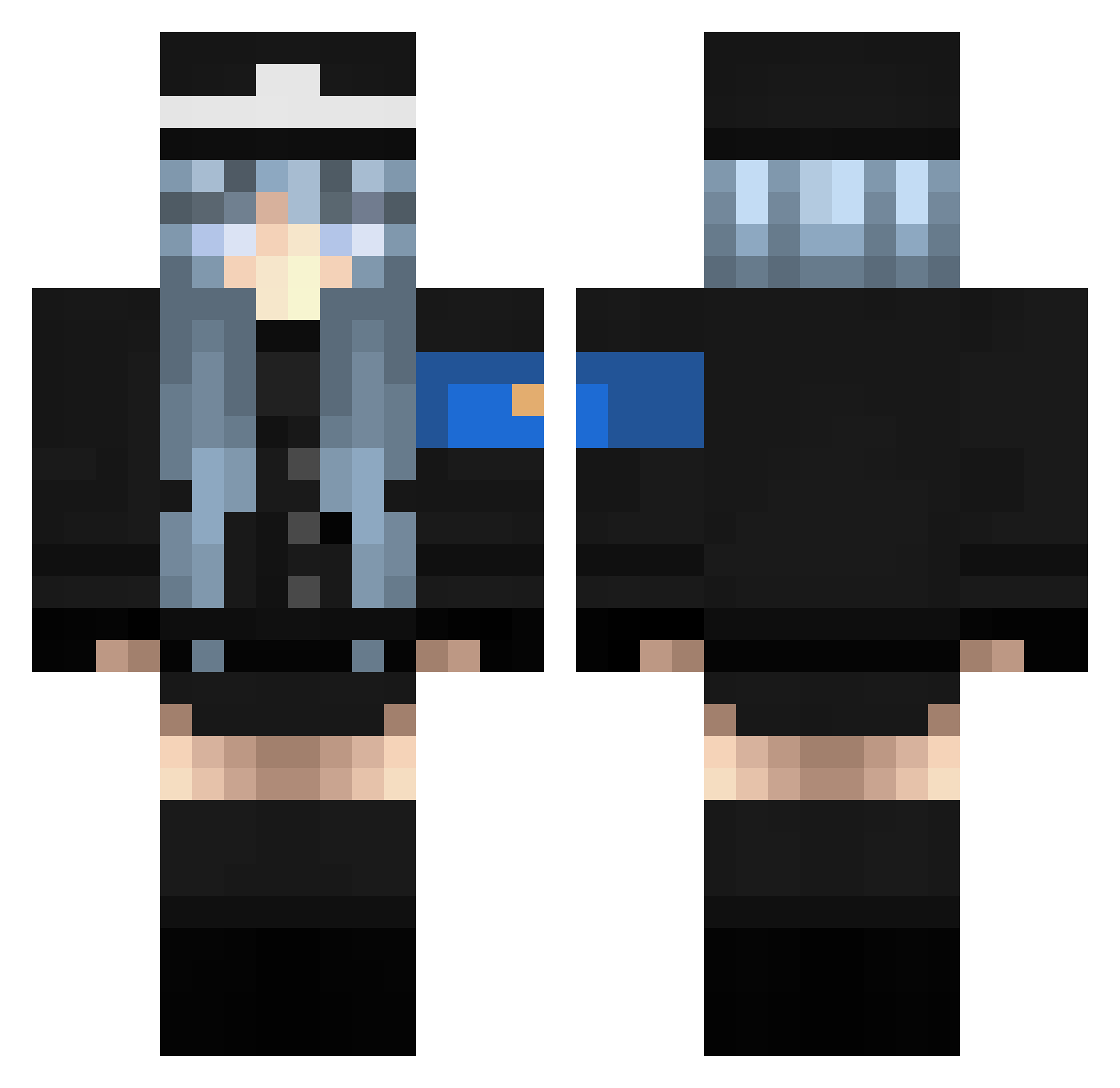 Rimbaud Minecraft skin, front and back view
